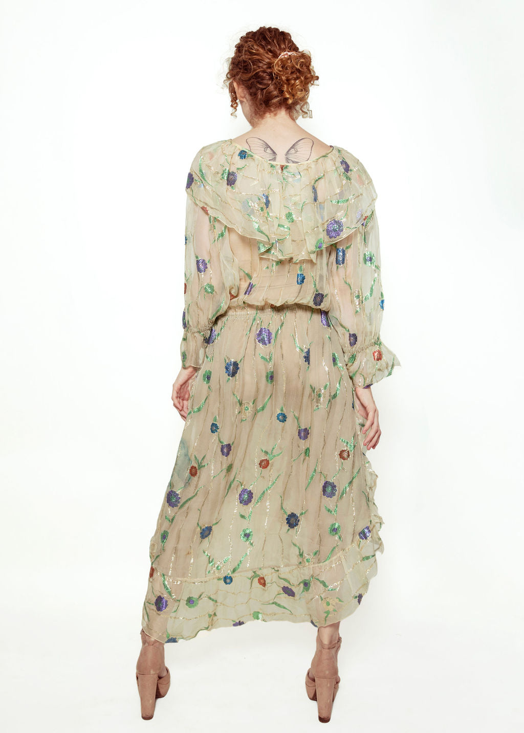 Yves Saint Laurent Sheer & Metallic Floral Dress - The Kit Vintage