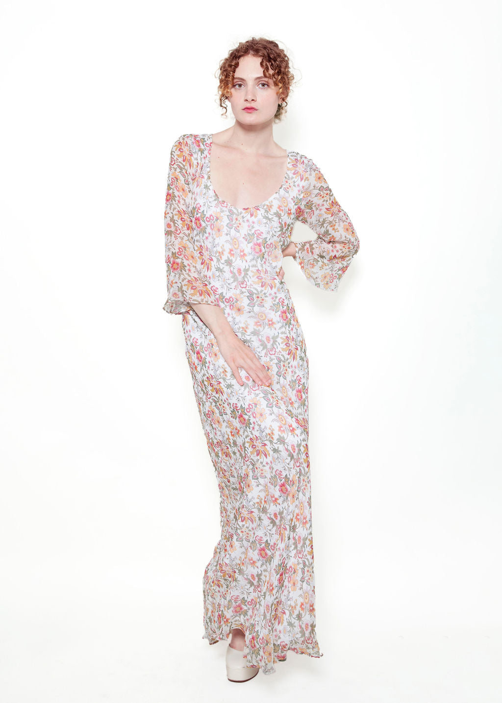 Jane Booke Floral Chiffon Dress With Slit - The Kit Vintage