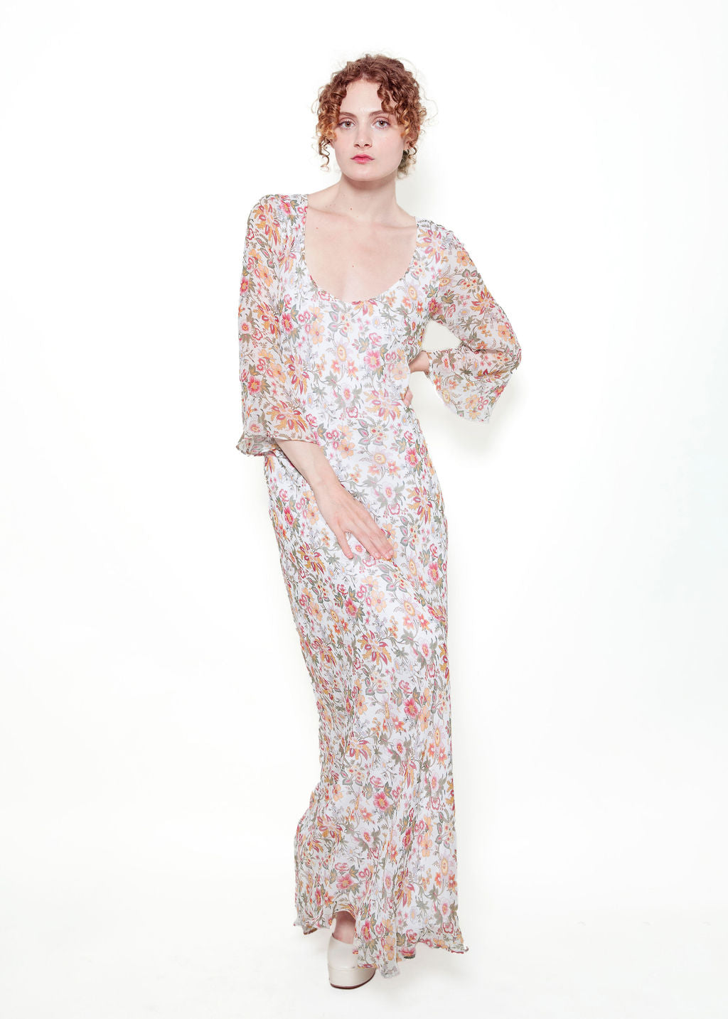 Jane Booke Floral Chiffon Dress With Slit