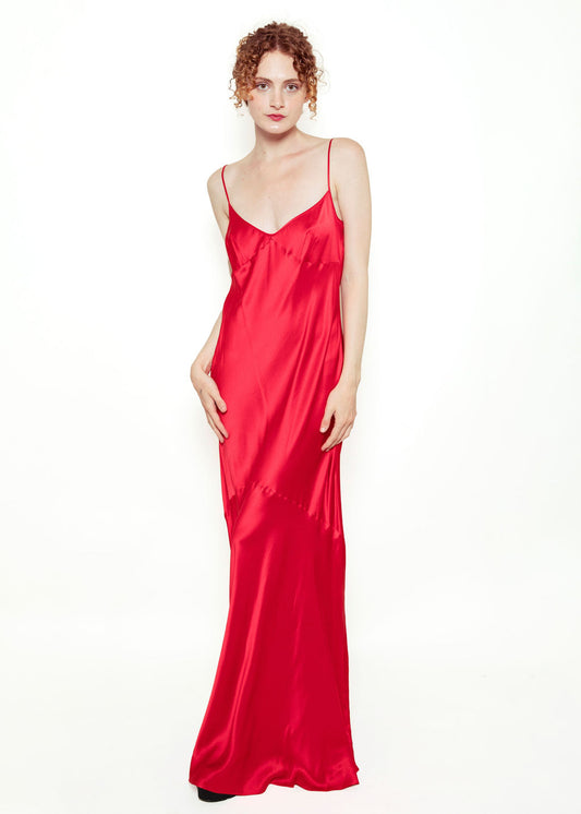 Moschino Red Slip Dress with Lace Overlay - The Kit Vintage