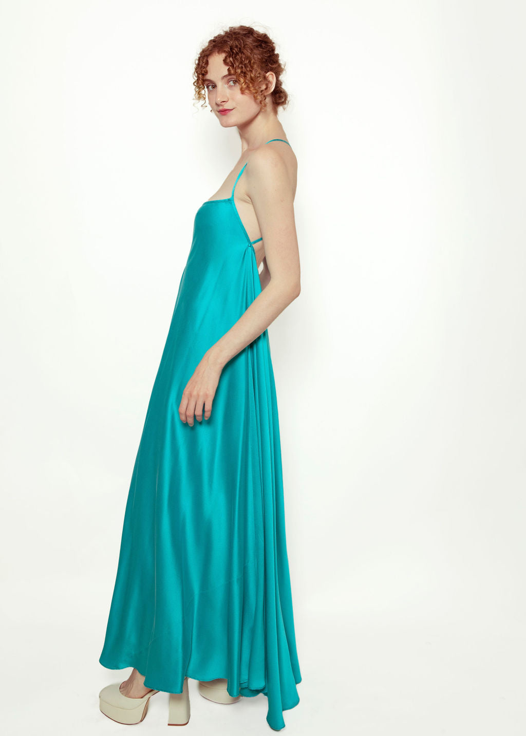 Electric Blue Cross Back Silk Slip Dress - The Kit Vintage