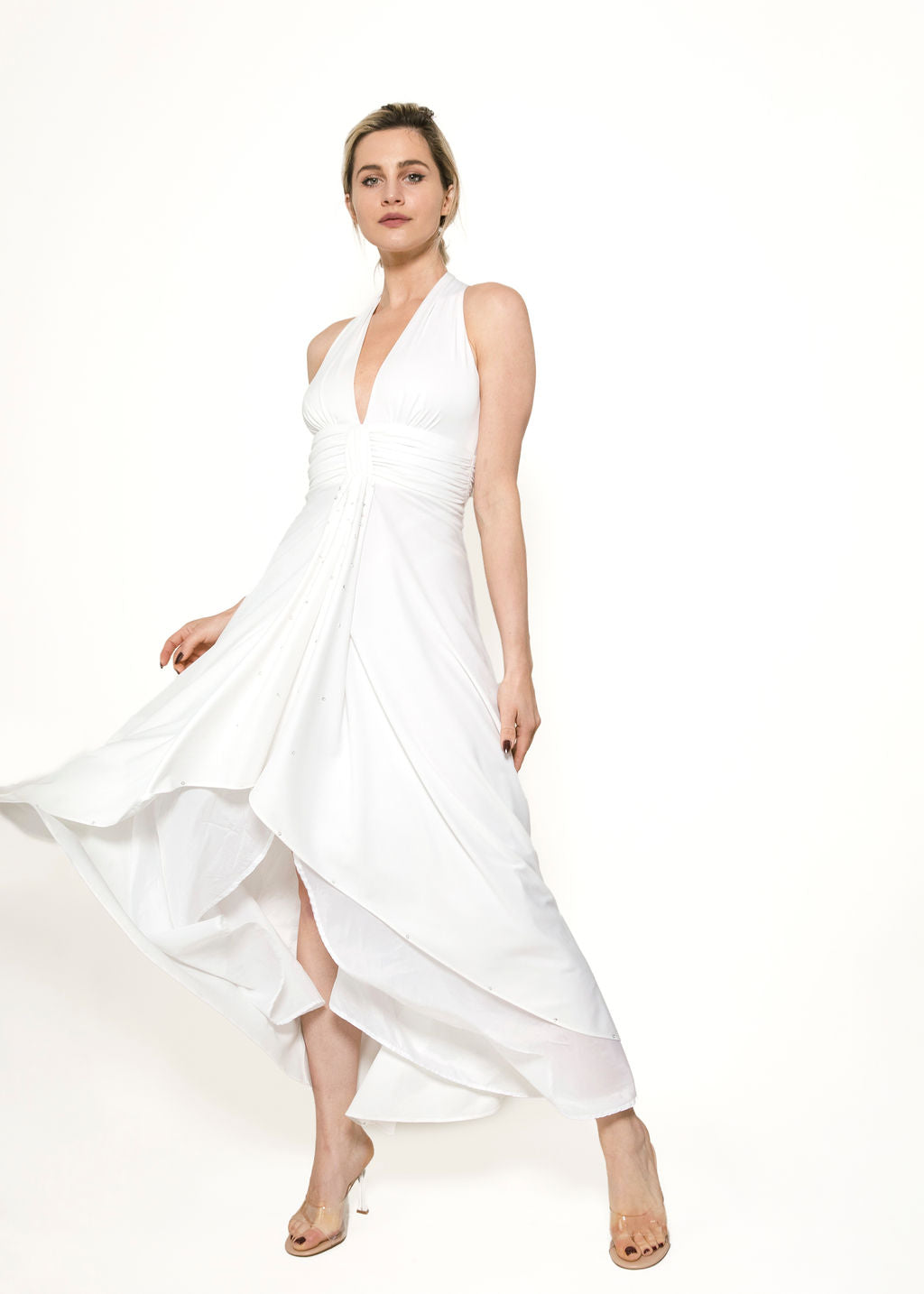 White 1970's Halter Dress - The Kit Vintage