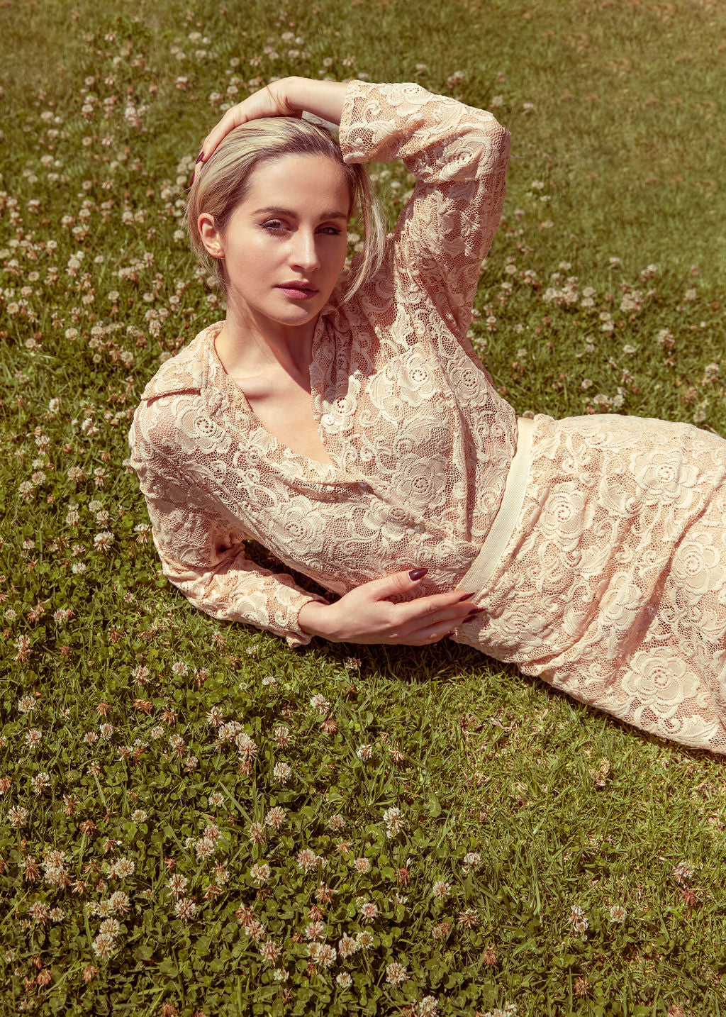 Dolce & Gabbana 1990's Cream Lace Skirt & Top Ensemble - The Kit Vintage