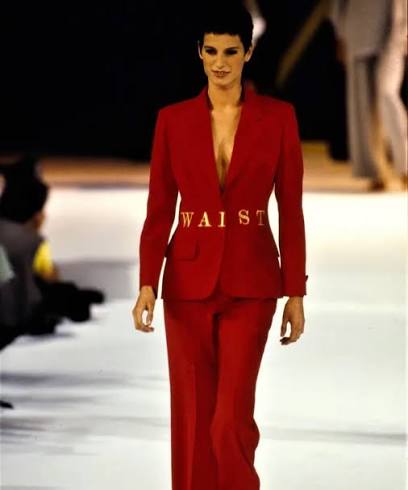 Moschino Couture 1991 "Waist of Money" Red Suit