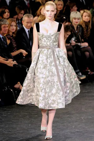 Louis Vuitton Fall 2010 Ivory , Pink & Black Feather Silk Quilted Cocktail Dress - The Kit Vintage