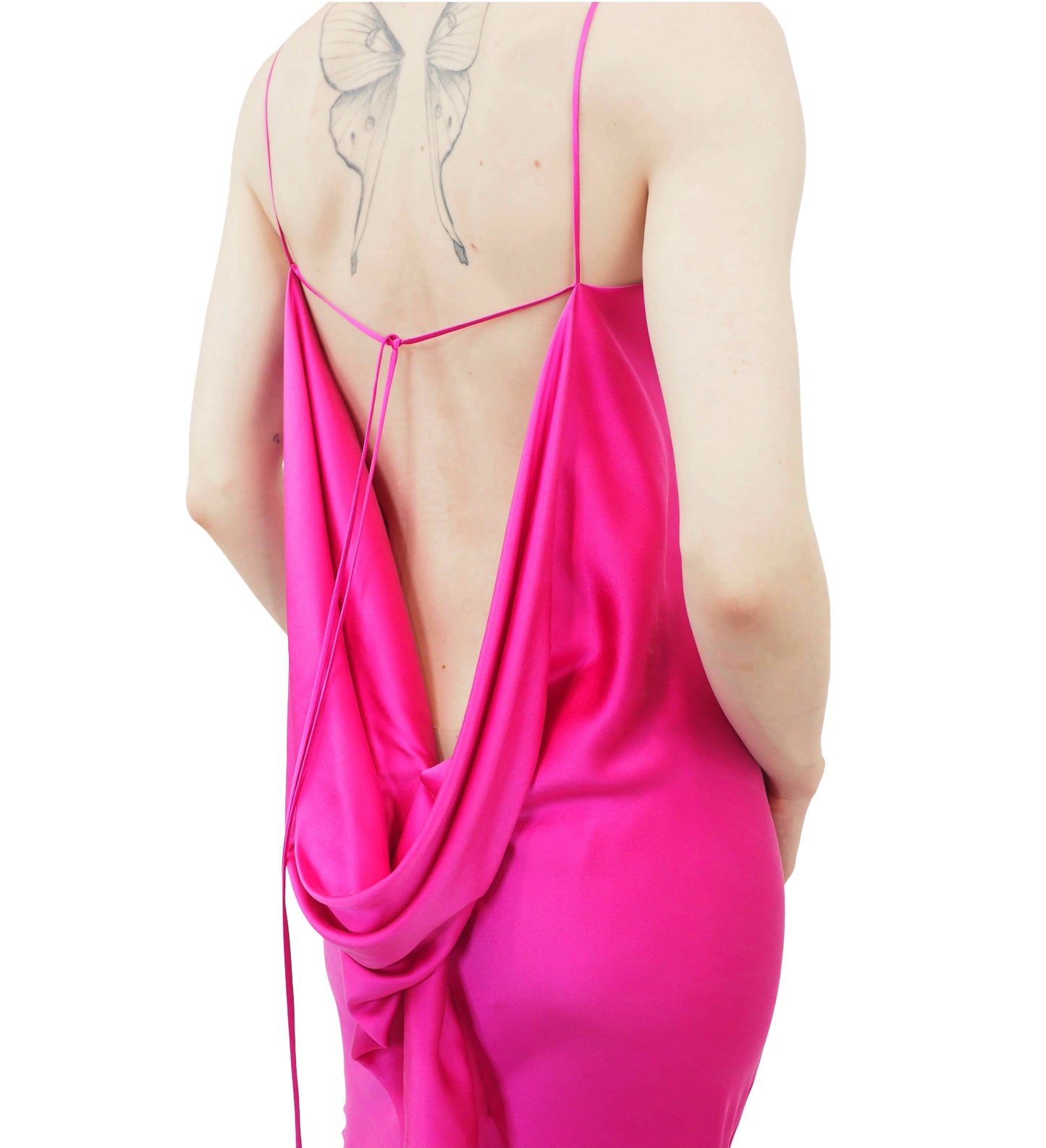 Jane Booke Fuchsia Bias Cut Open Back Dress
