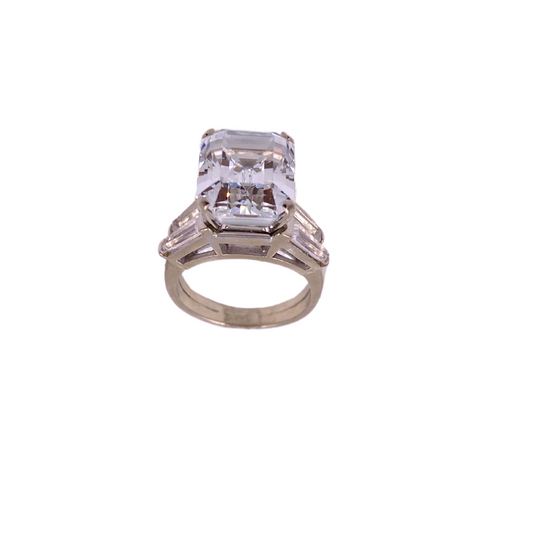 Vintage 14K Gold Band with Cubic Zirconia Cocktail Ring - The Kit Vintage