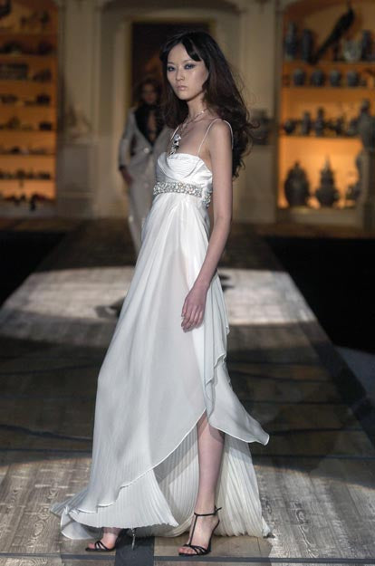 Roberto Cavalli F/W 2005 White Pleated Silk Gown - The Kit Vintage