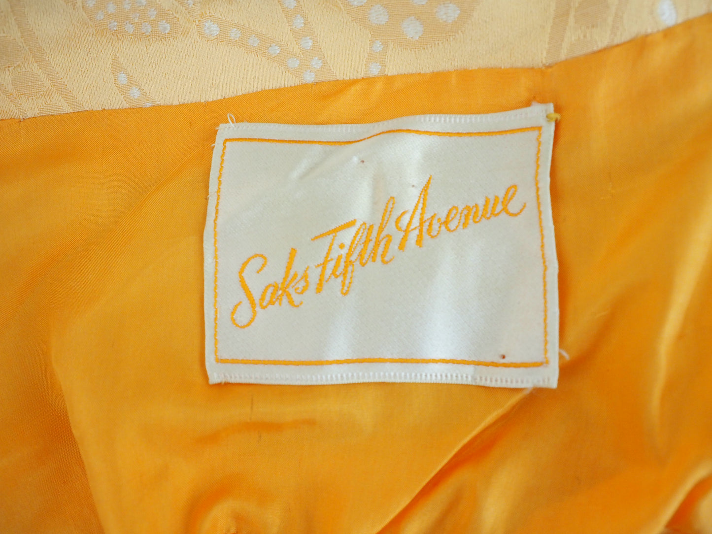 Saks Fifth Avenue 1960's Yellow Jacquard Rhinestone Button Jacket