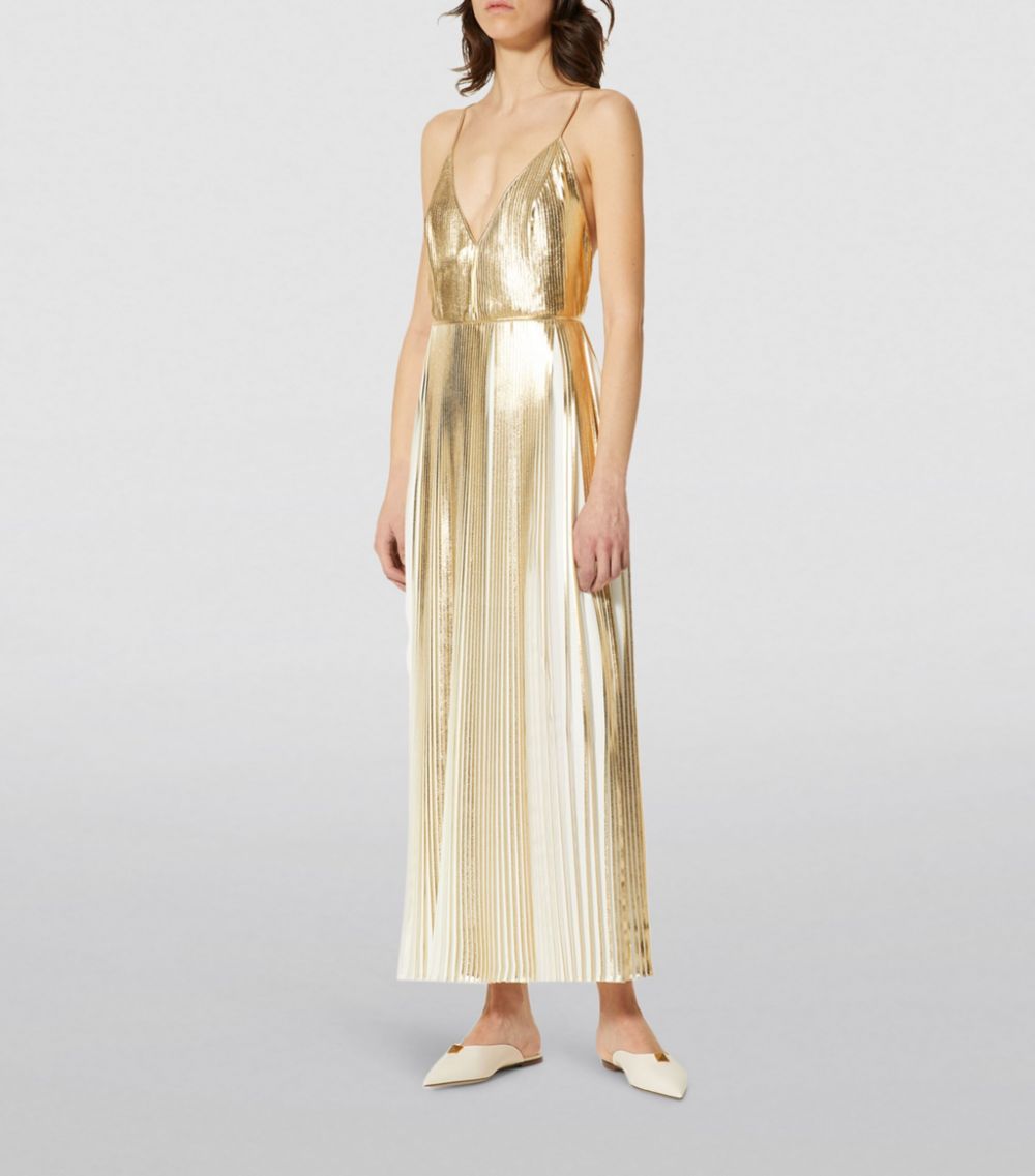 Valentino Gold Metallic Pleated Dress - The Kit Vintage