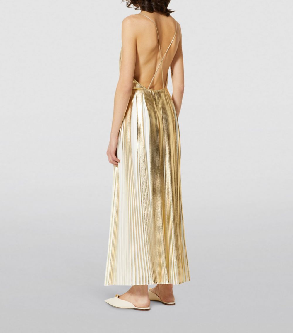 Valentino Gold Metallic Pleated Dress - The Kit Vintage