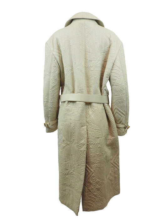 Gianni Versace F/W 2001 Mens White Quilted Leather Belted Coat