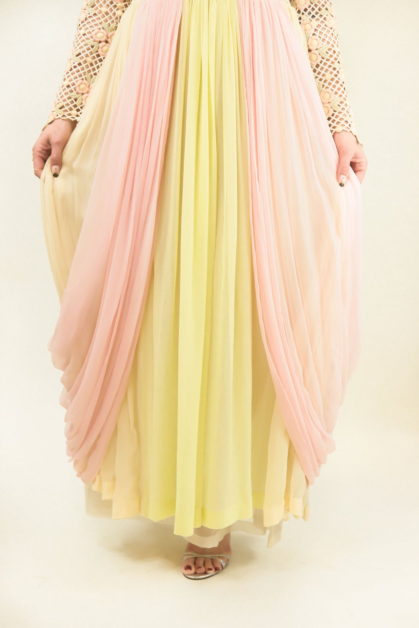 Herbert Schill Wien Chiffon with Lace Cut Out Waist Dress - The Kit Vintage