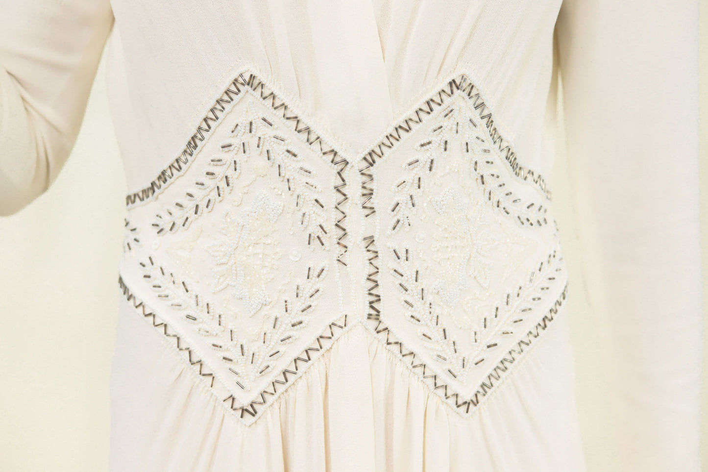 Ivory 70's Crepe Gown - The Kit Vintage