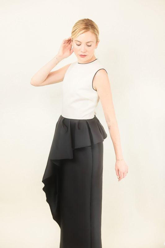 Christian Dior Cruise 2013 Black & White Satin Dress - The Kit Vintage