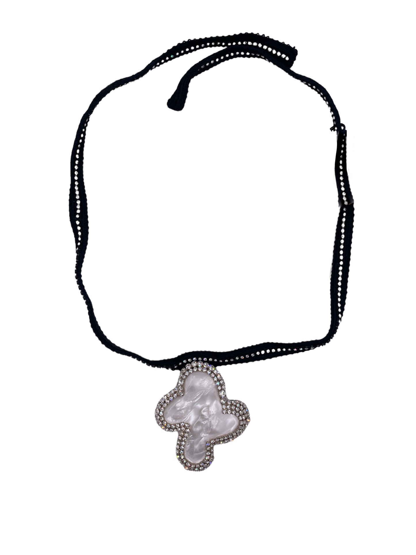 Galanos Cross on Cord with Rhinestones - The Kit Vintage