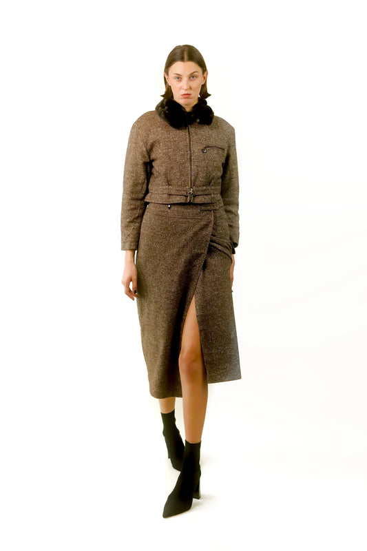 Mondi Wool Suit with Faux Fur Collar - The Kit Vintage