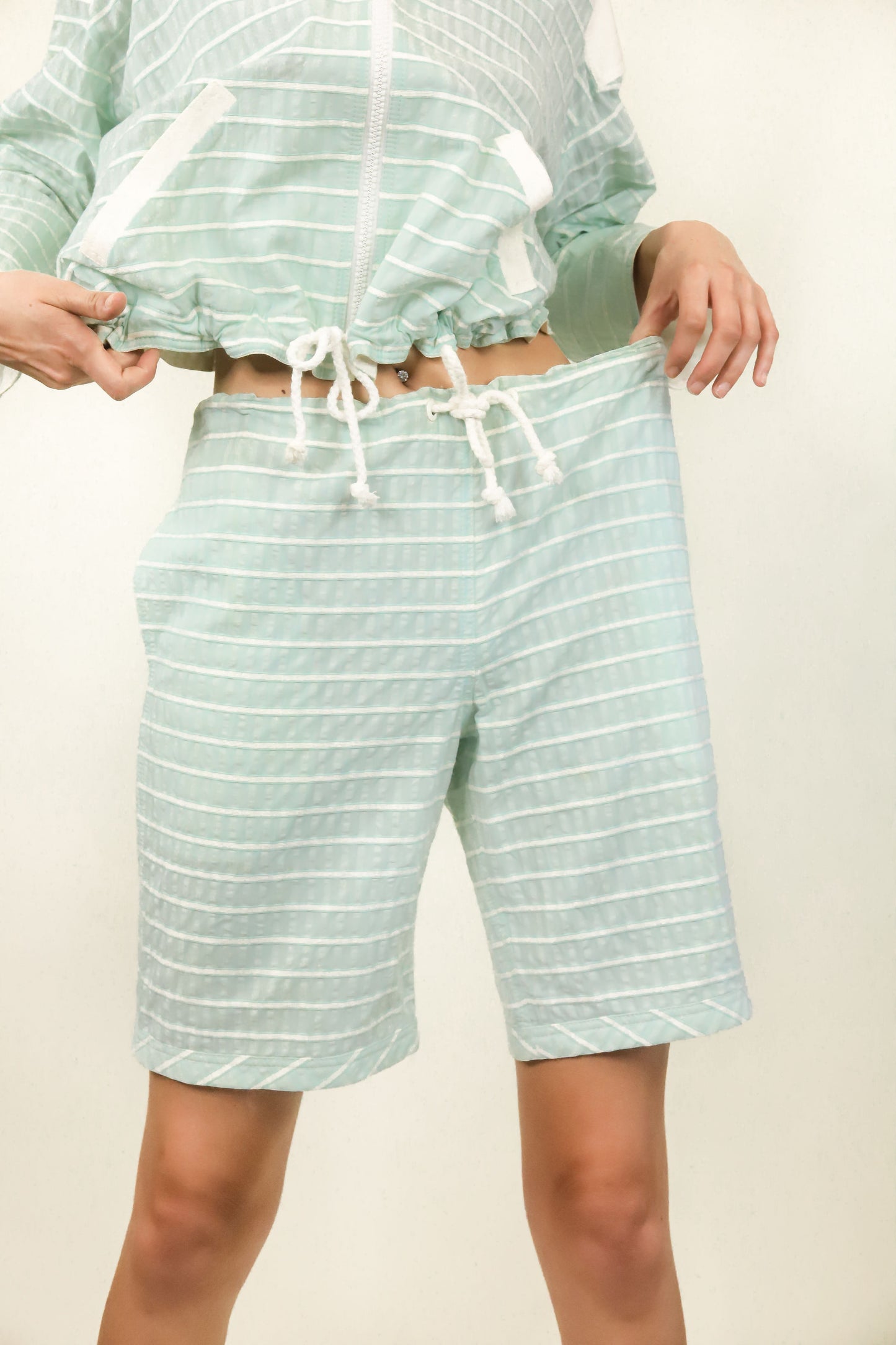Courreges c. 1980's Sky Blue Shorts & Cropped Windbreaker