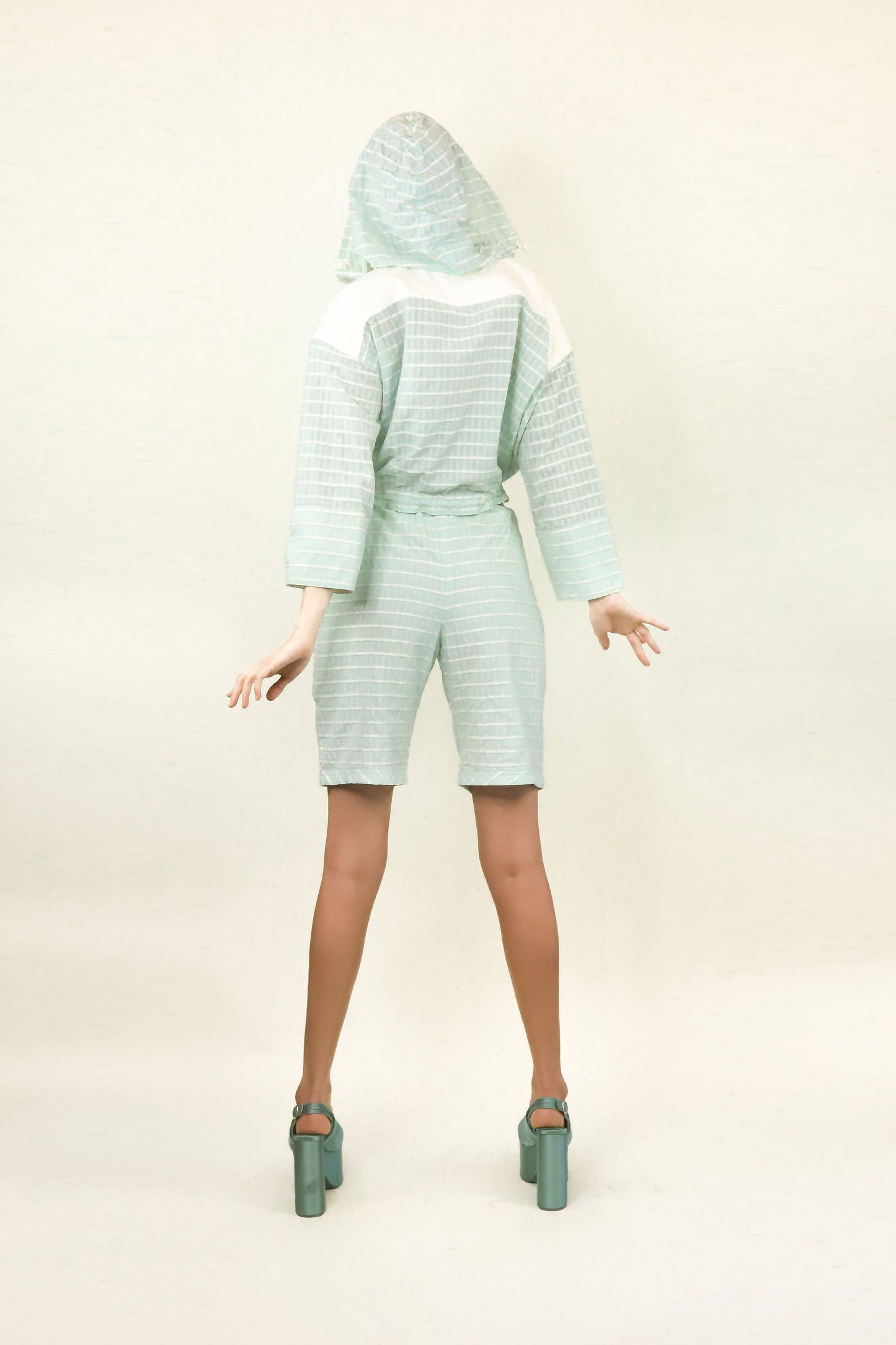 Courreges c. 1980's Sky Blue Shorts & Cropped Windbreaker