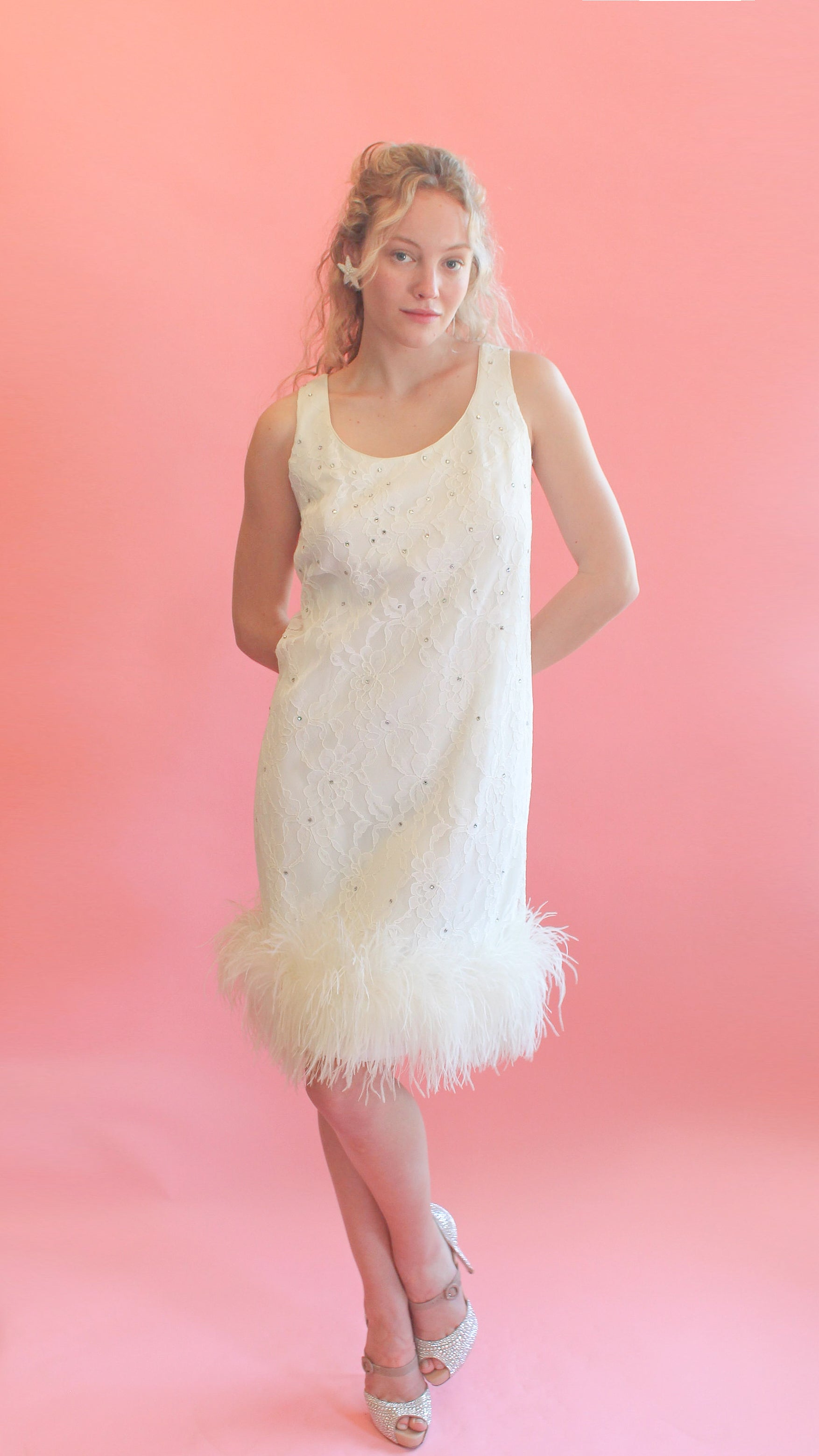 Lili Diamond Feather Hem Dress - The Kit Vintage