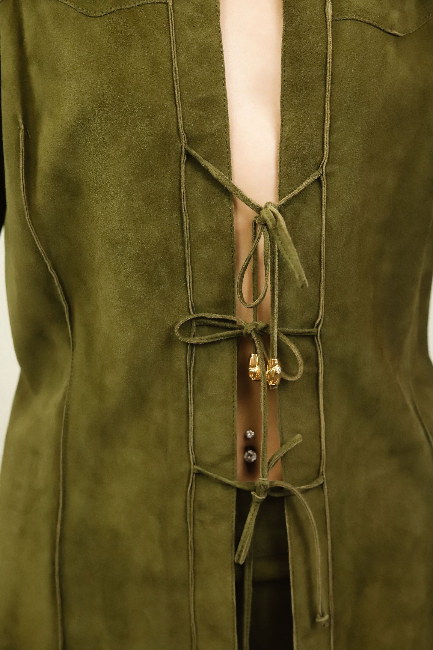 Roberto Cavalli Cut Out Suede Skirt & Top Set - The Kit Vintage