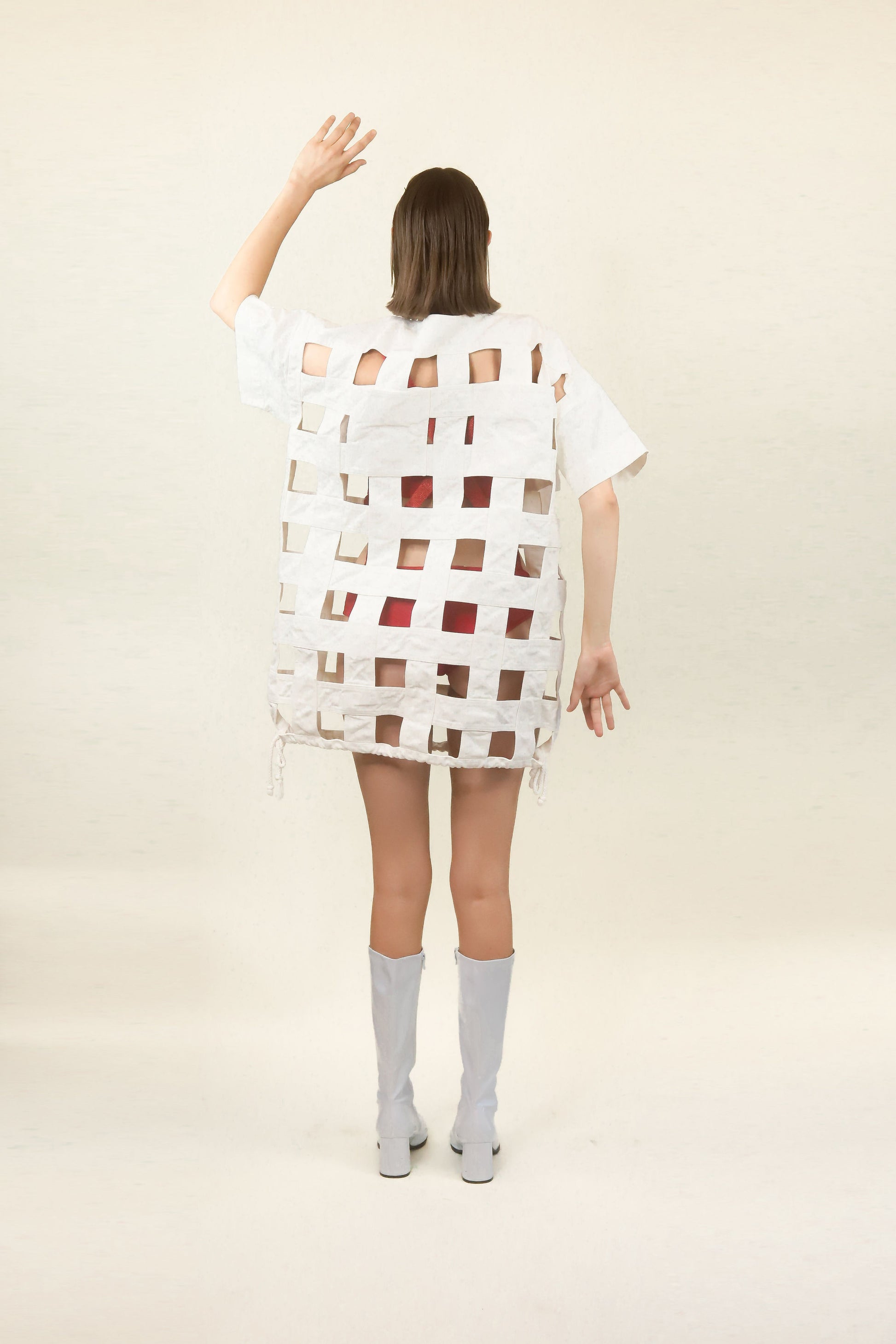 Courreges Large White Cage Draw String Coat - The Kit Vintage