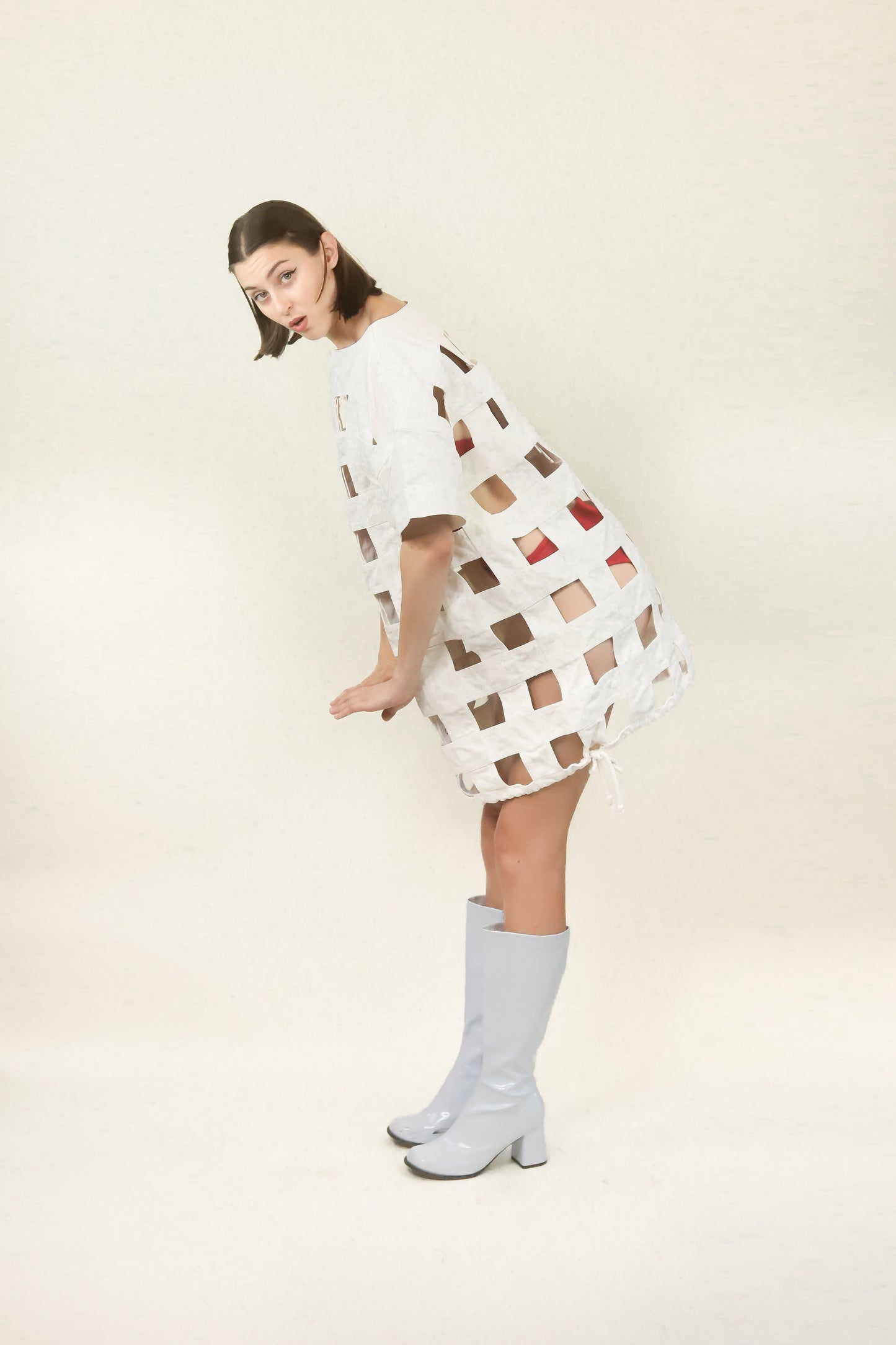 Courreges Large White Cage Draw String Coat