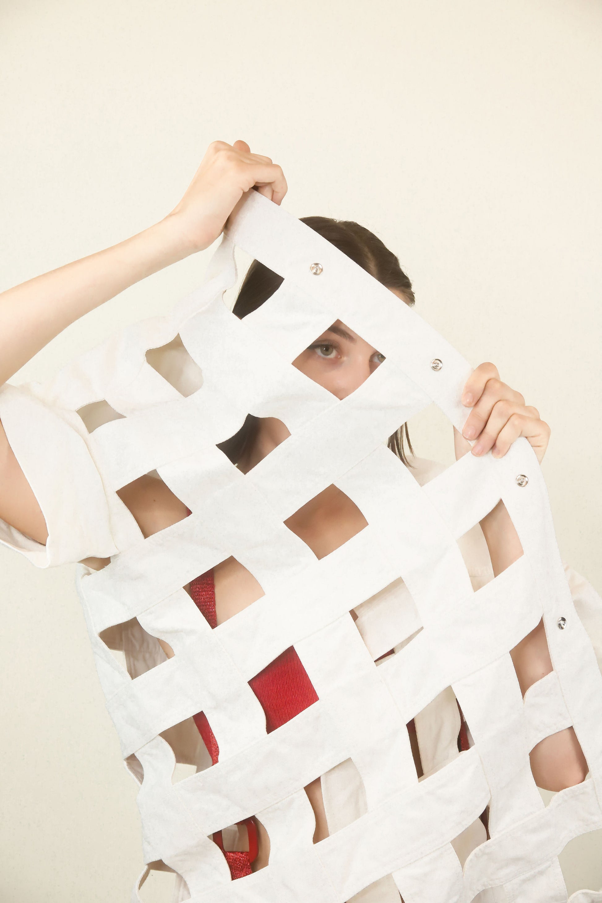 Courreges Large White Cage Draw String Coat - The Kit Vintage