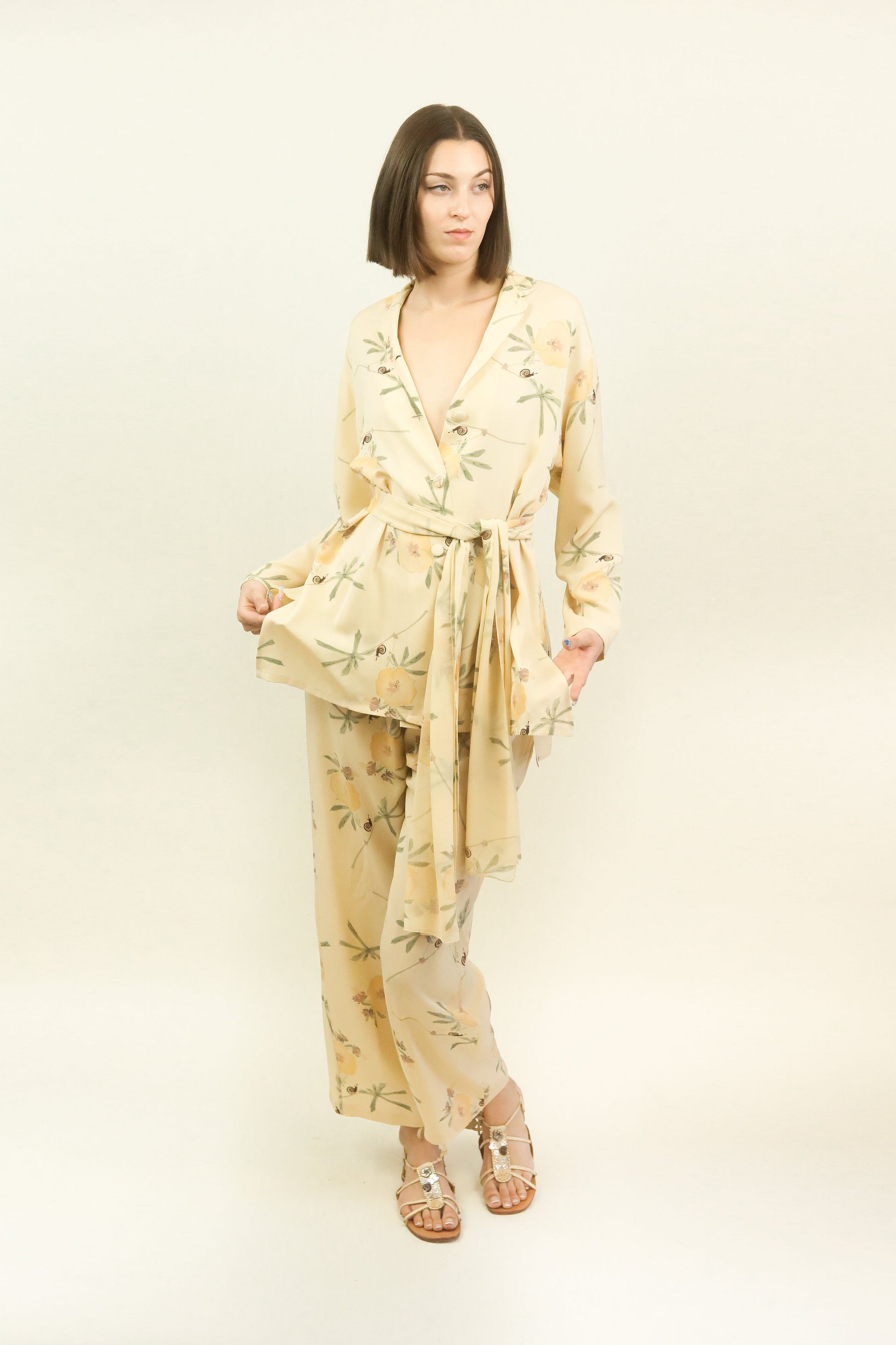 Harari Silk Floral Pant Ensemble - The Kit Vintage