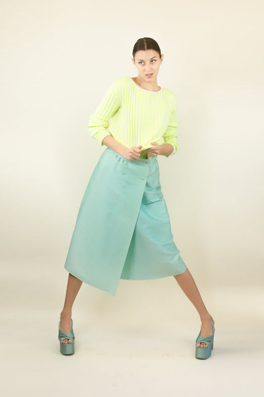 Courreges Couture c. 1970's/80's Mint Green A Line Skirt - The Kit Vintage