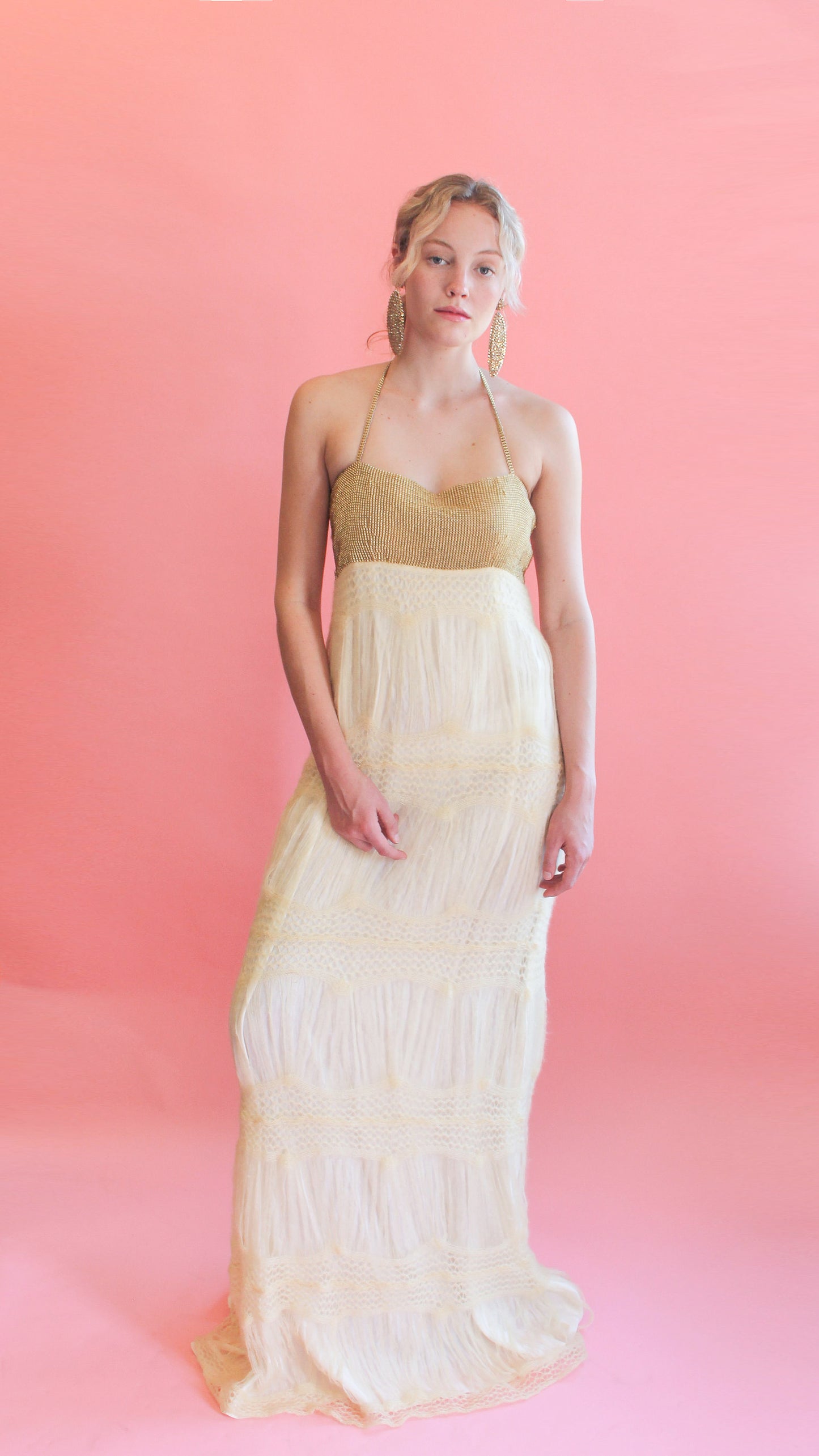 Beaded Mohair Halter Gown - The Kit Vintage