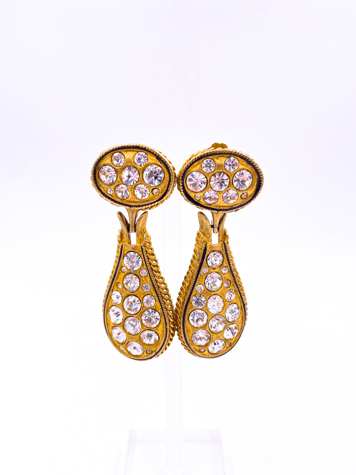 Crystal Drop Earrings with Enamel