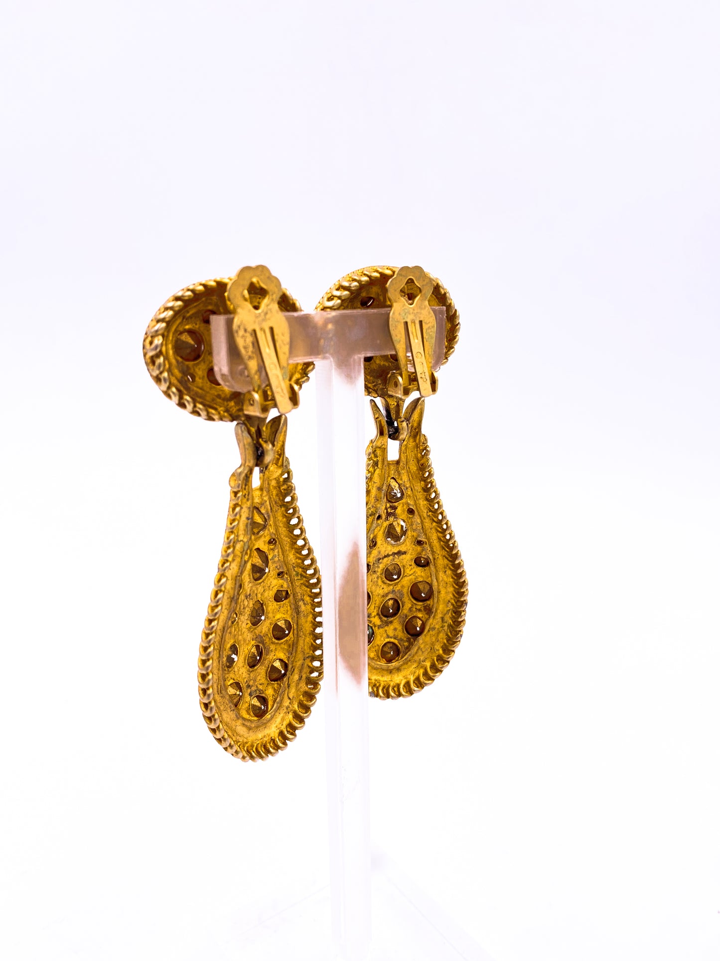 Crystal Drop Earrings with Enamel