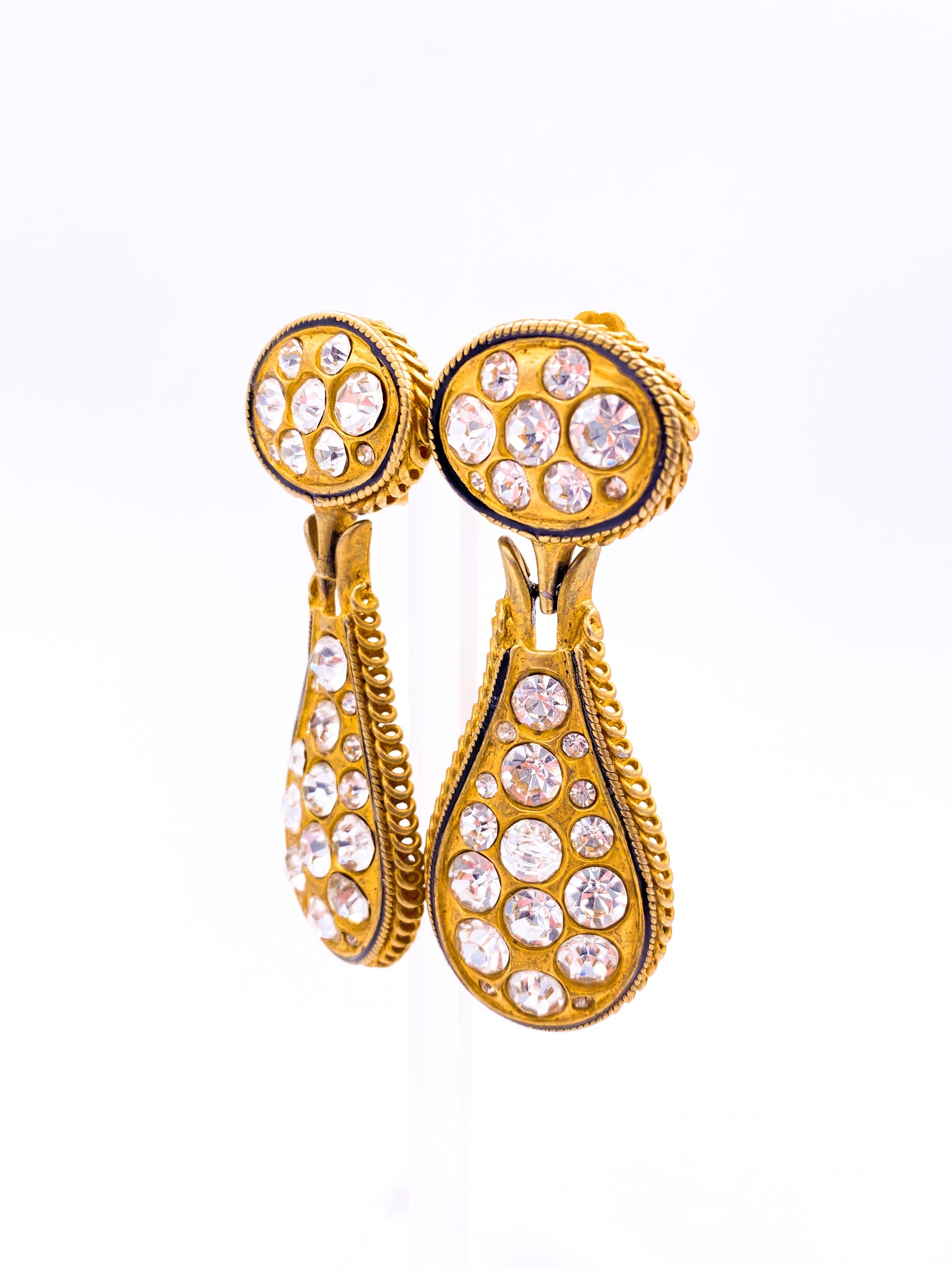 Crystal Drop Earrings with Enamel