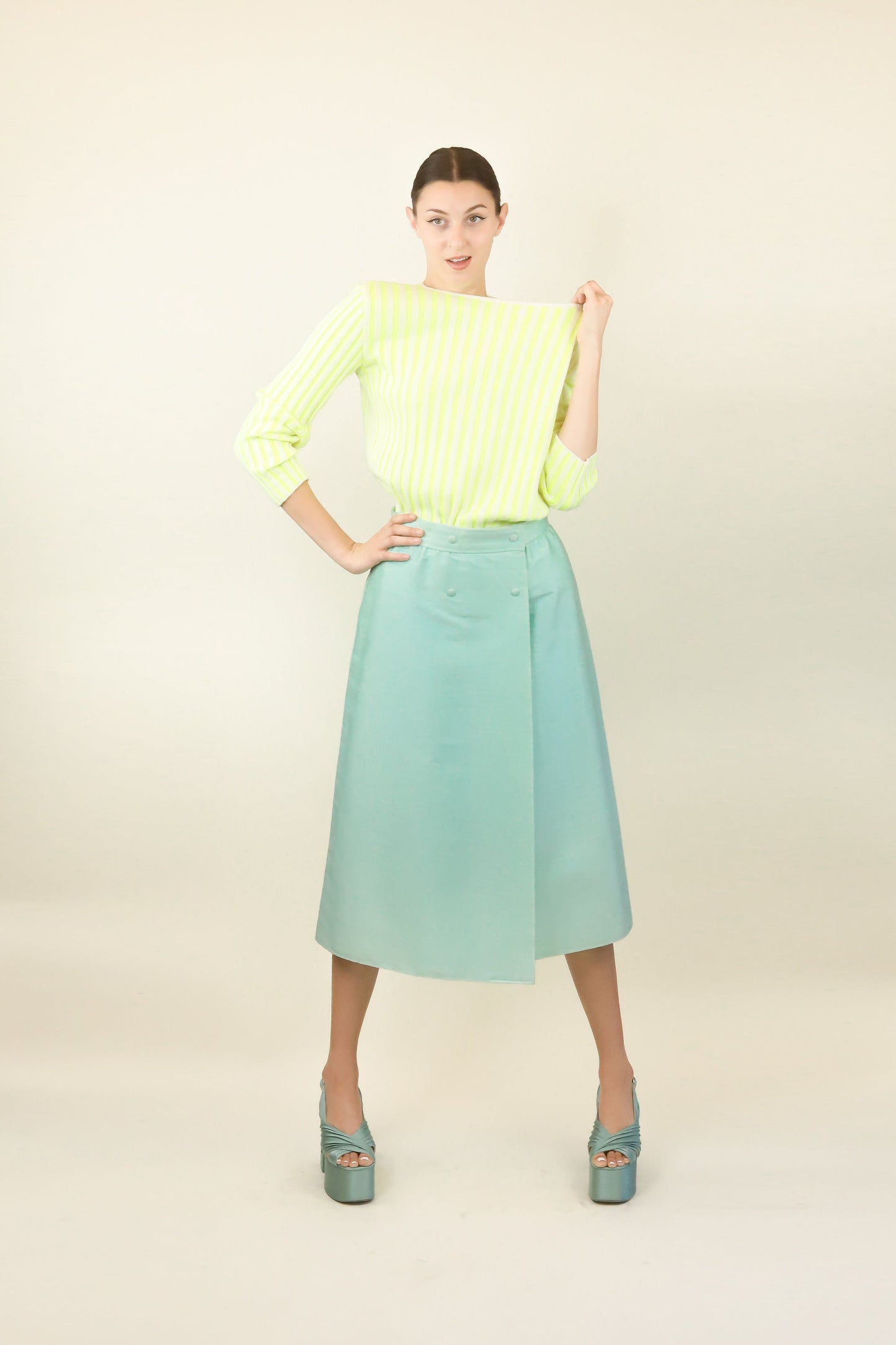 Courreges Couture c. 1970's/80's Mint Green A Line Skirt - The Kit Vintage