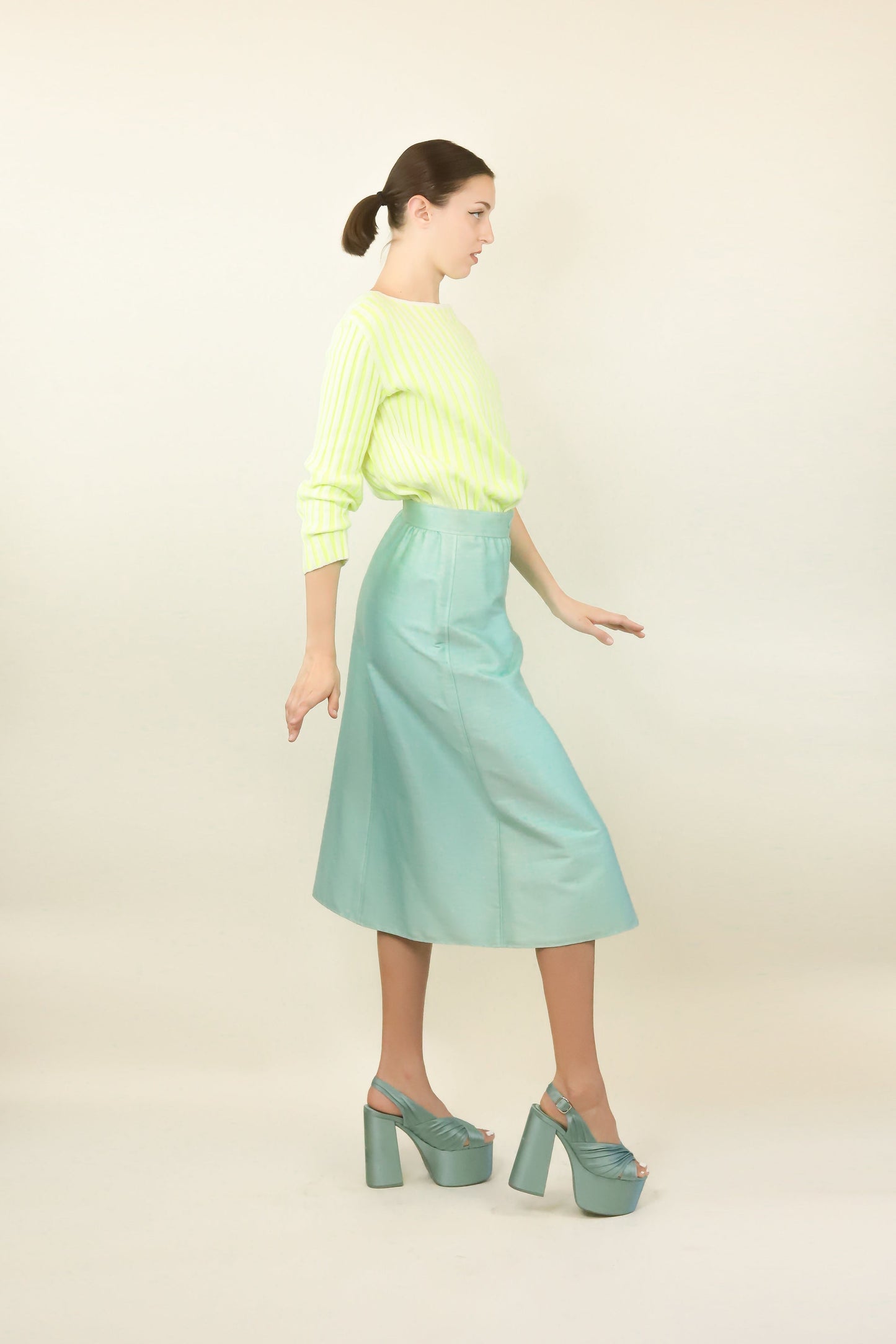 Courreges Couture c. 1970's/80's Mint Green A Line Skirt