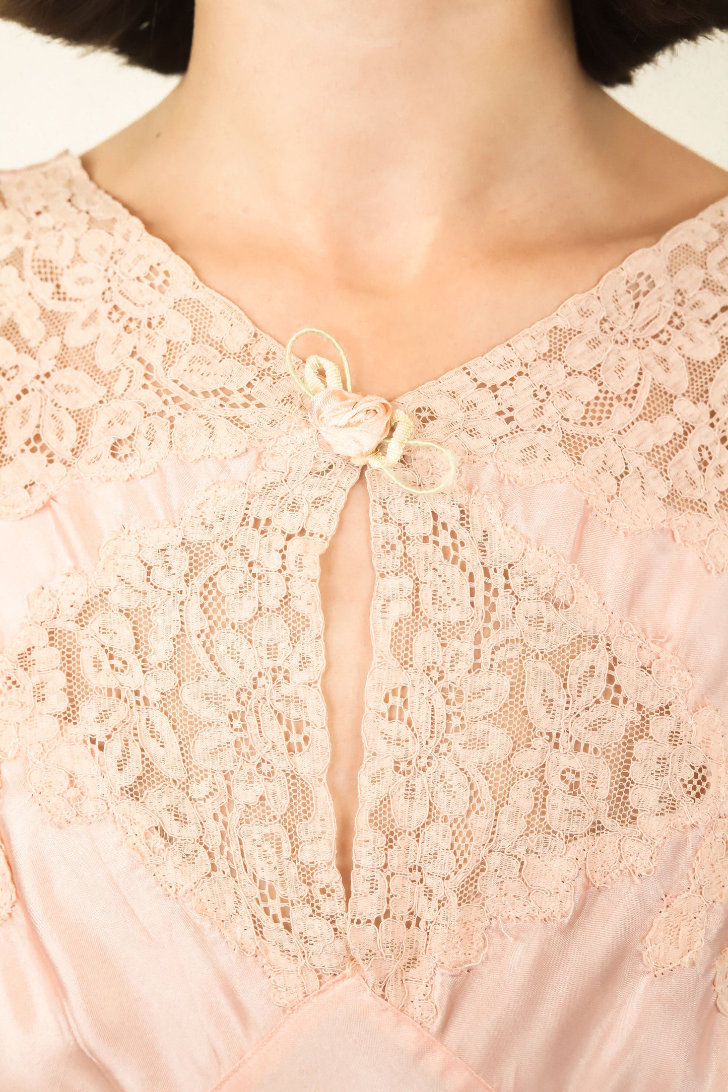 Rose Satin and Lace Slip Dress - The Kit Vintage