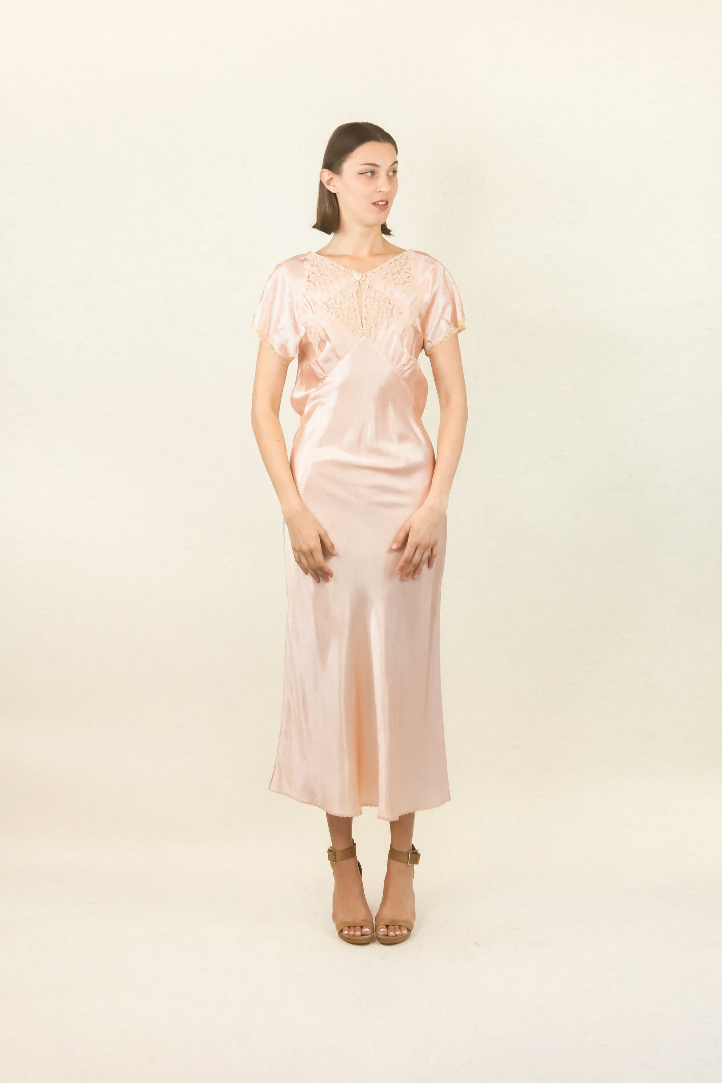 Rose Satin and Lace Slip Dress - The Kit Vintage