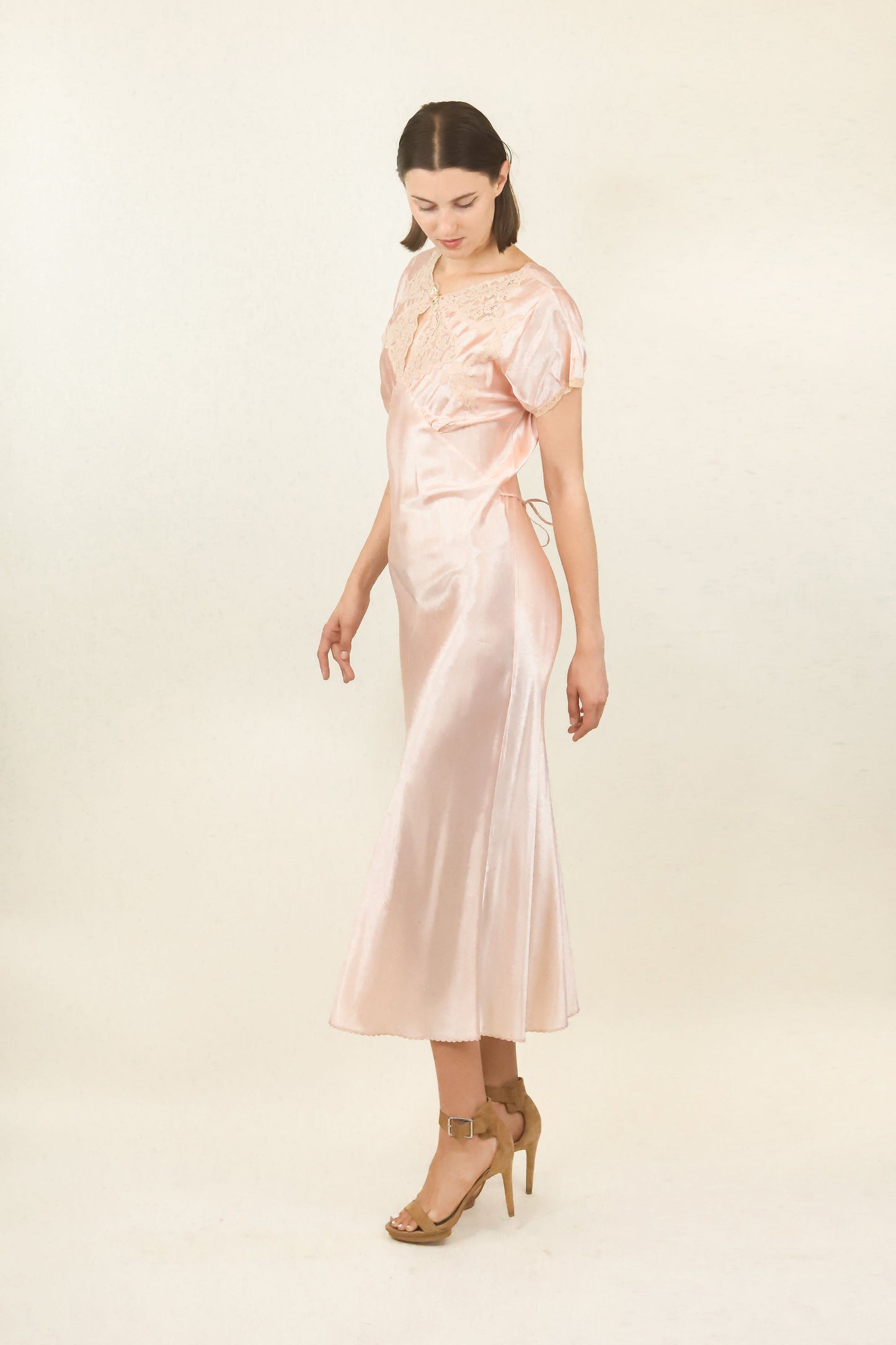 Rose Satin and Lace Slip Dress - The Kit Vintage