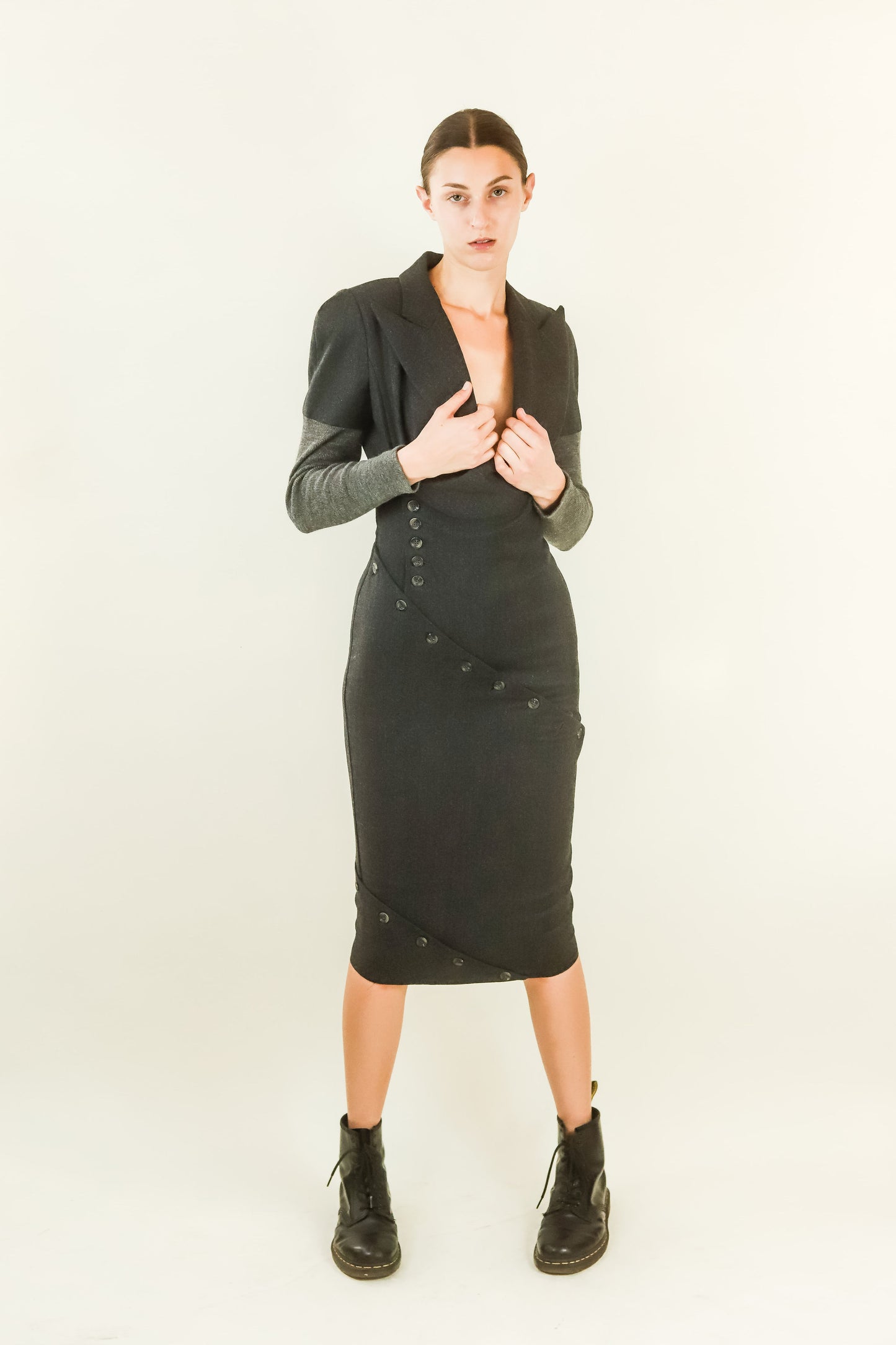 Alexander McQueen F/W 1996 Wool Button Dress - The Kit Vintage