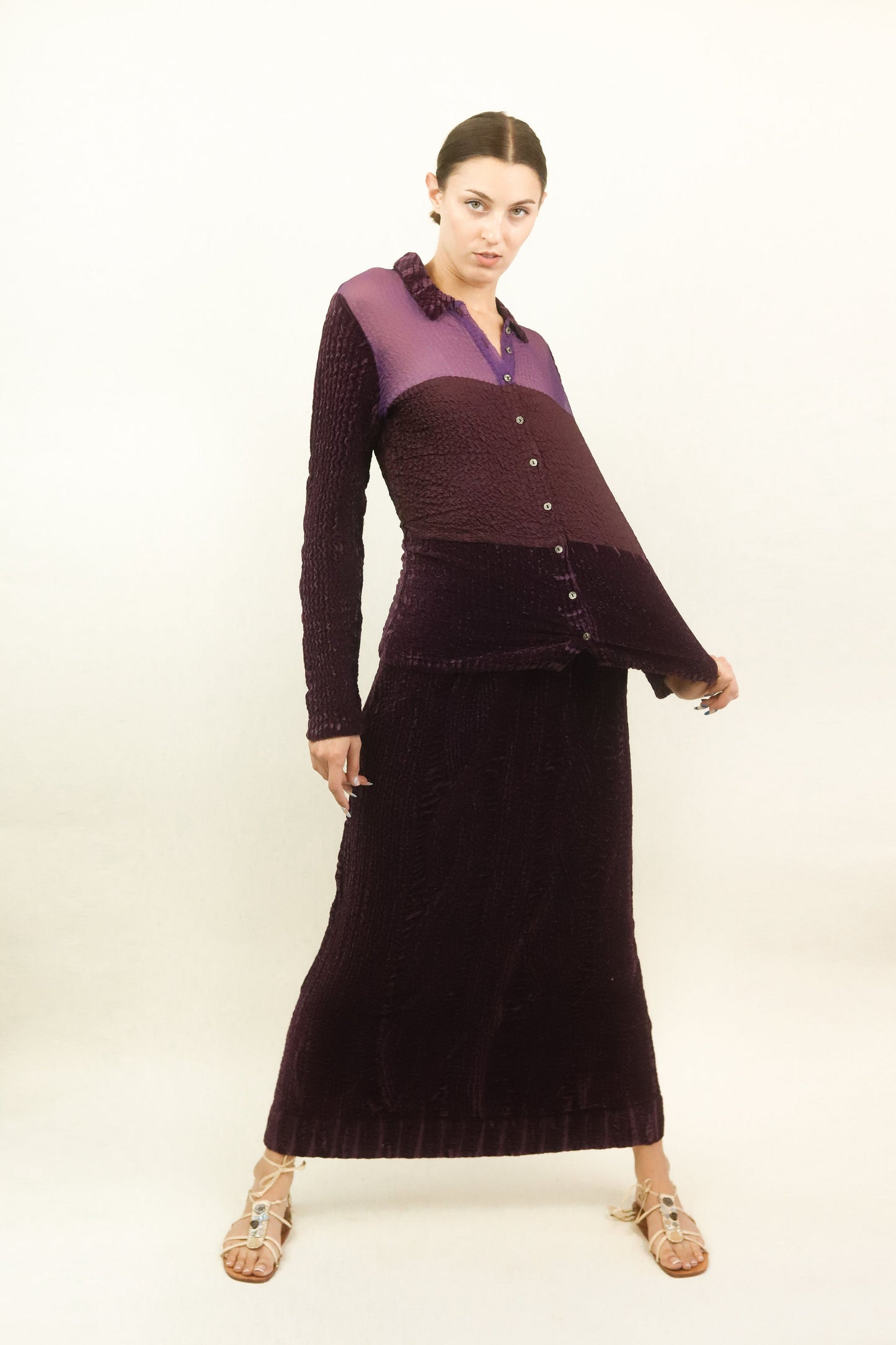 Yoshiki Hishinuma Purple Pleated Skirt Set - The Kit Vintage