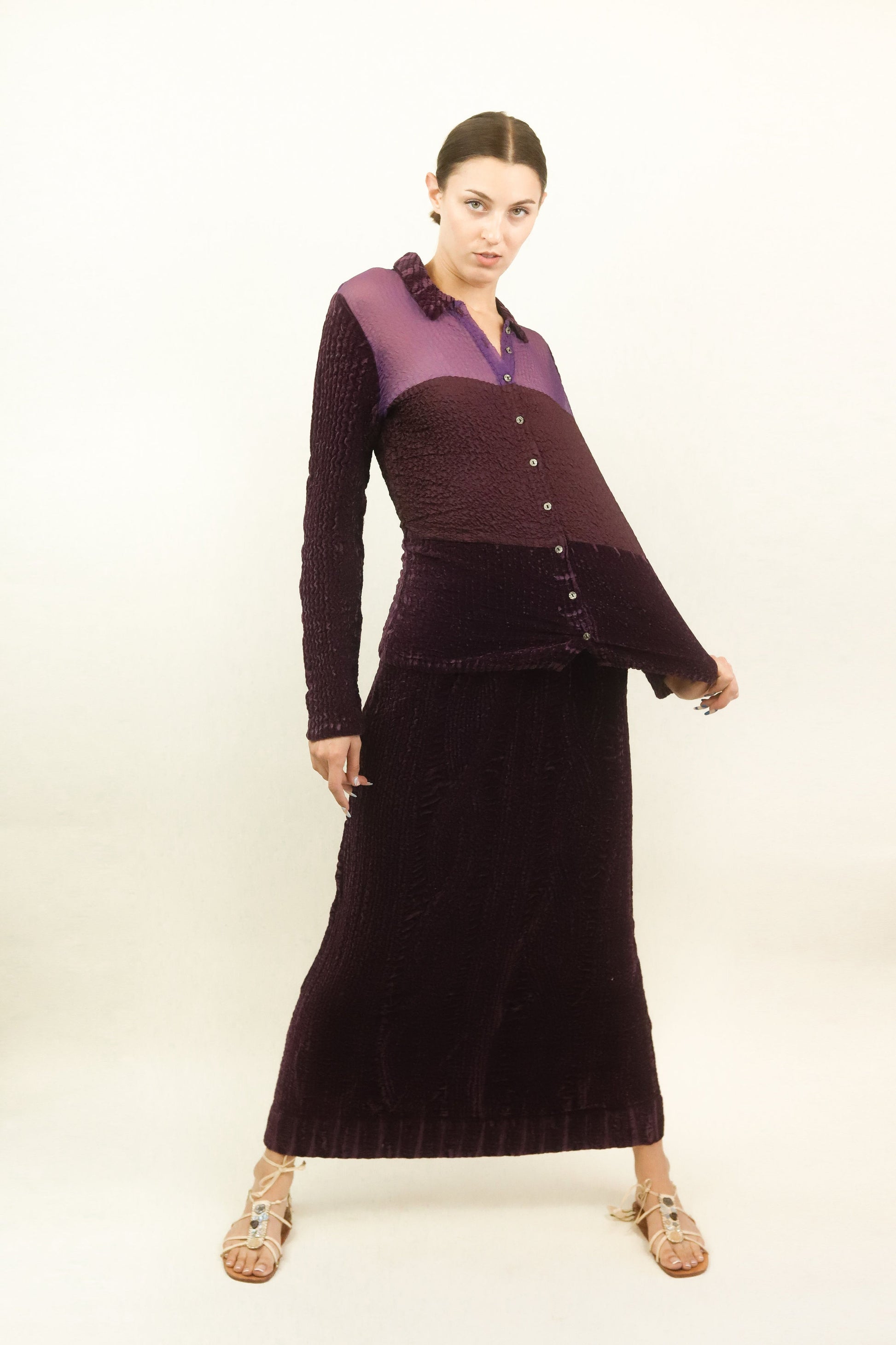 Yoshiki Hishinuma Purple Pleated Skirt Set - The Kit Vintage