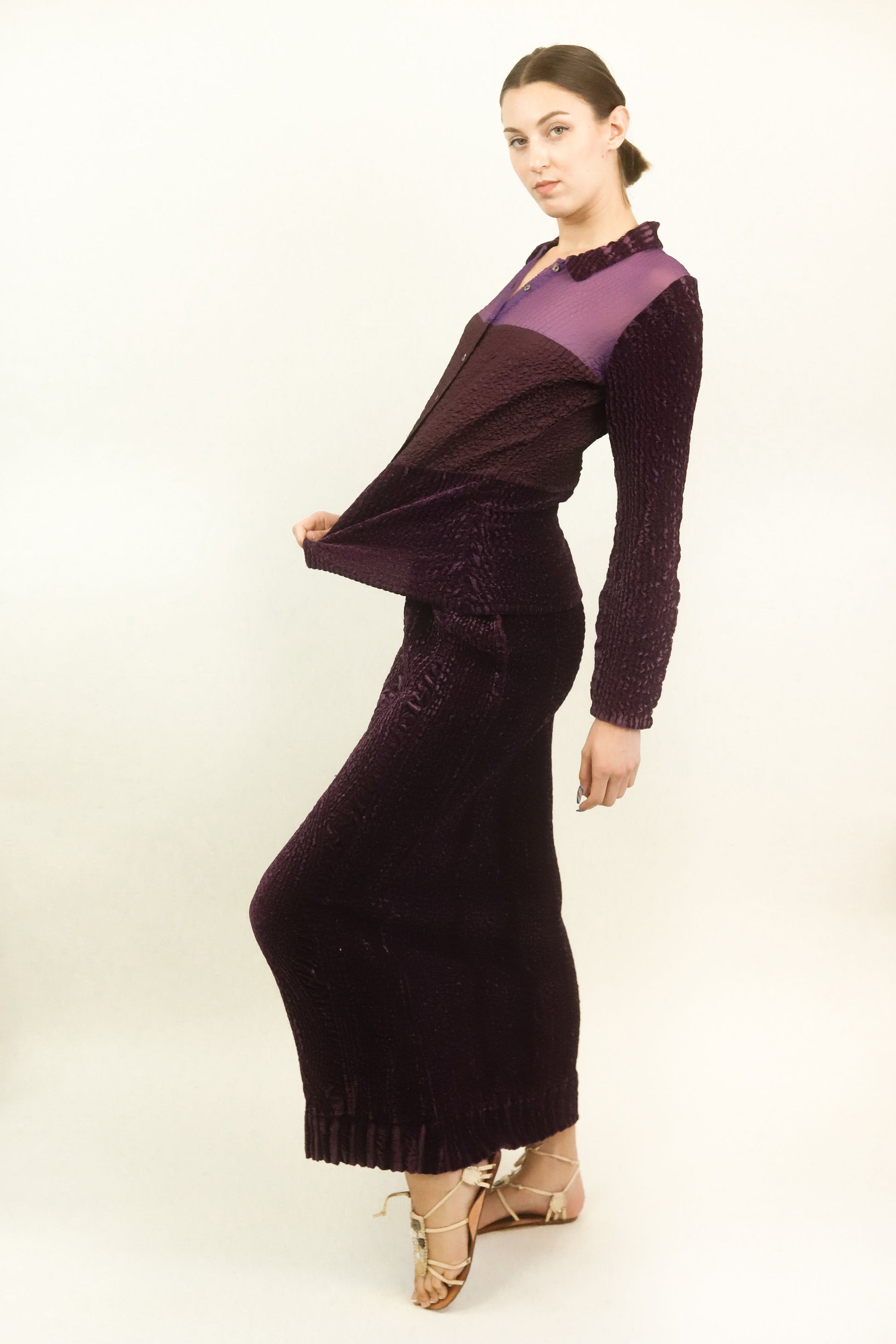 Yoshiki Hishinuma Purple Pleated Skirt Set - The Kit Vintage
