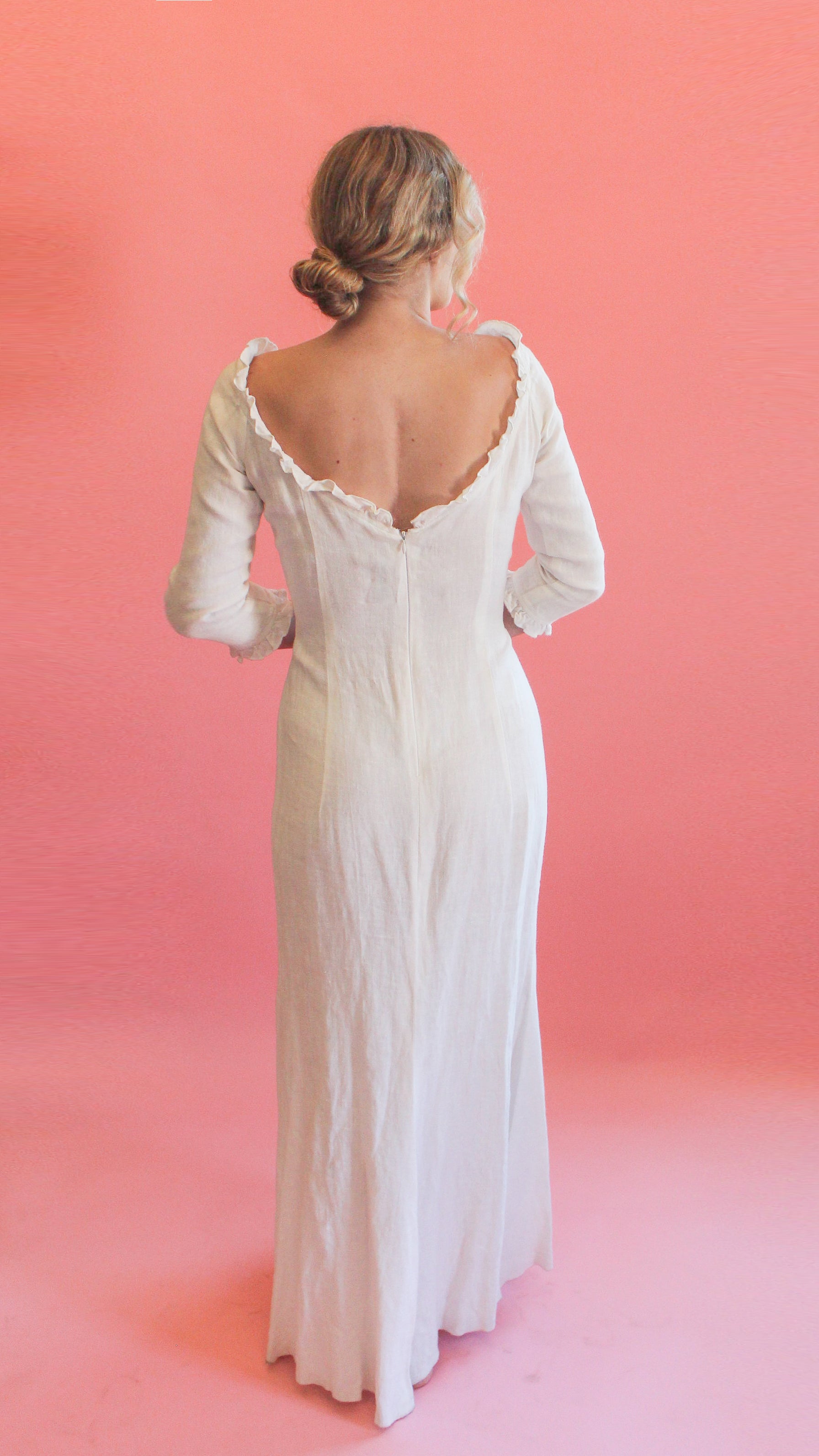 Jane Booke Linen Ruffle Gown - The Kit Vintage