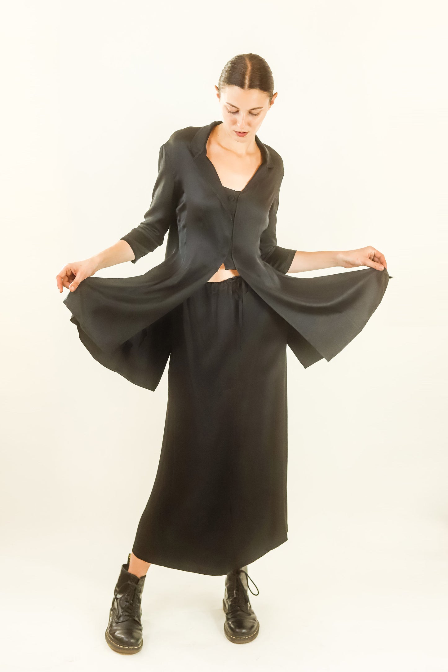 Yohji Yamamoto Silk Cross Back Skirt Set - The Kit Vintage