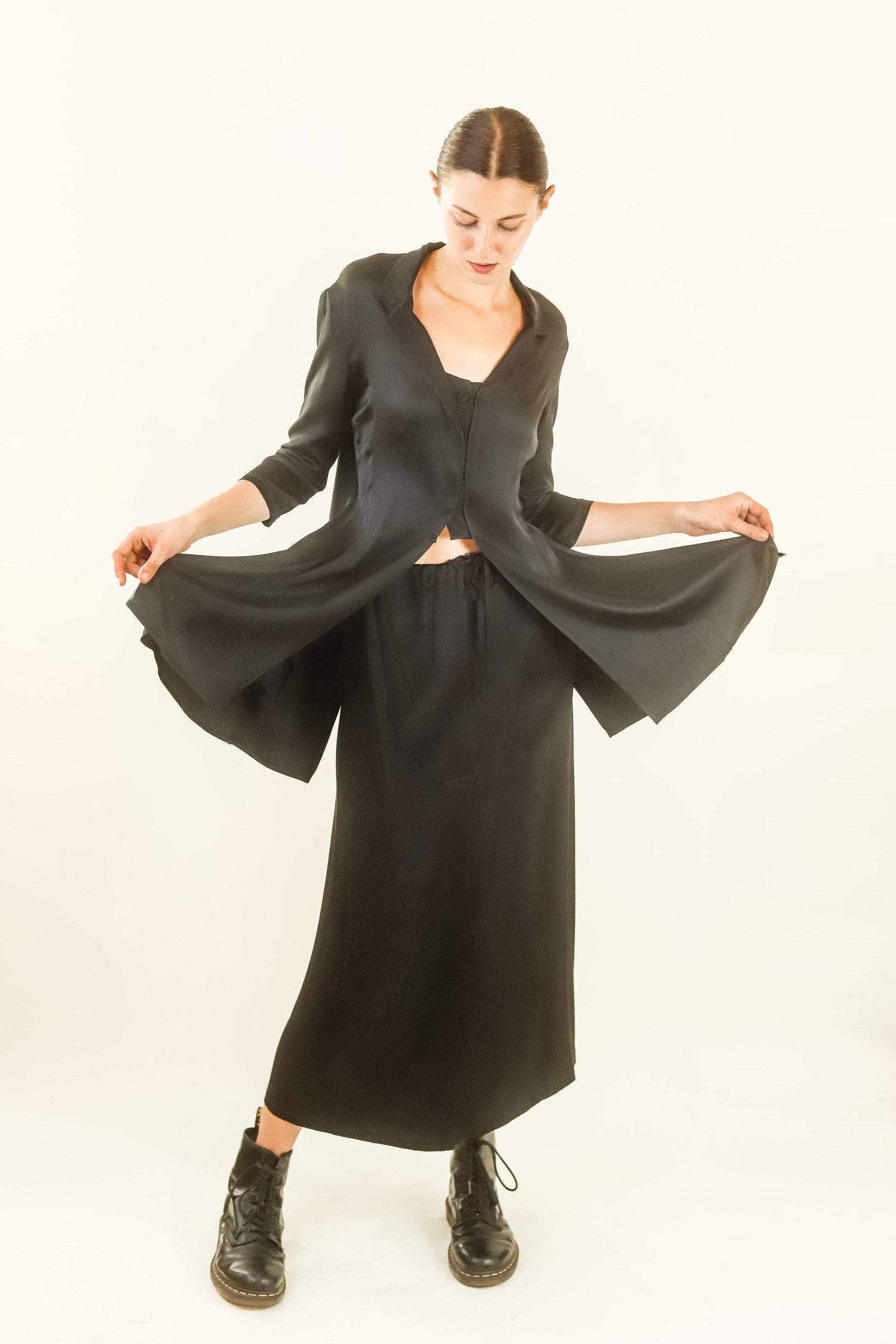 Yohji Yamamoto Silk Cross Back Skirt Set - The Kit Vintage