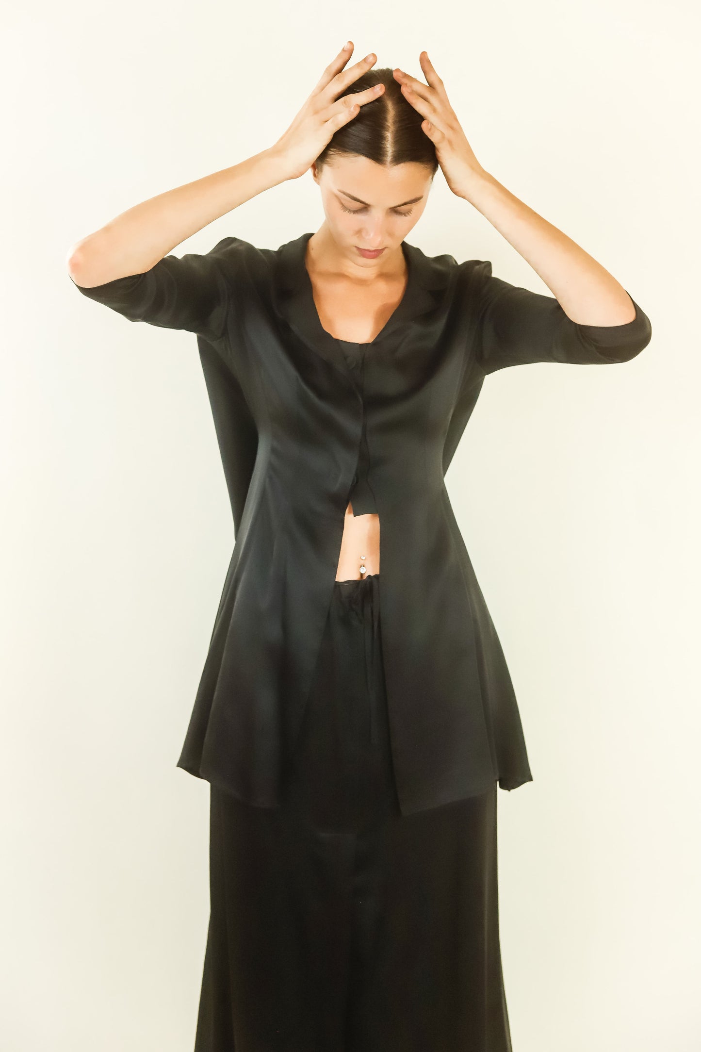 Yohji Yamamoto Silk Cross Back Skirt Set - The Kit Vintage