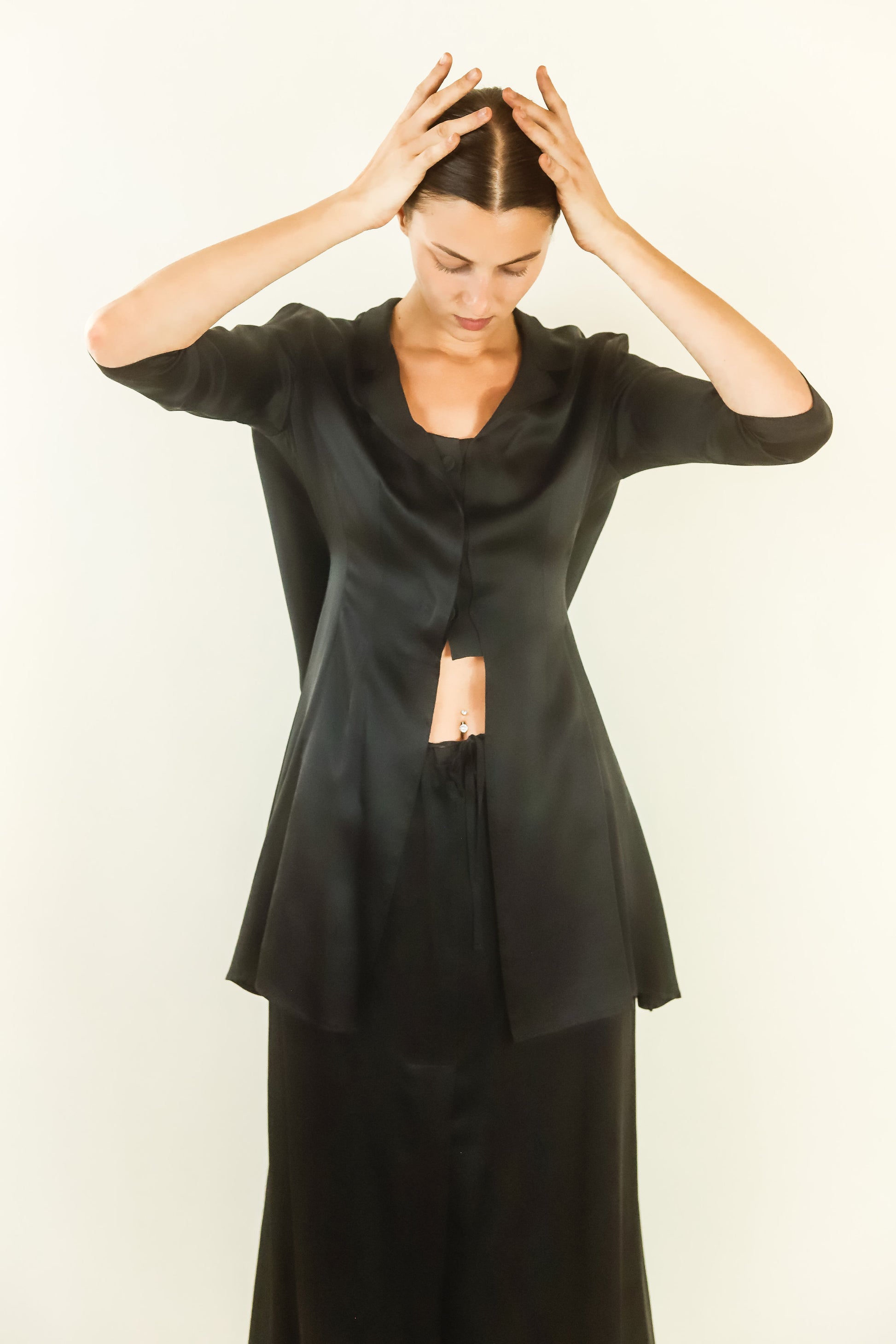 Yohji Yamamoto Silk Cross Back Skirt Set - The Kit Vintage