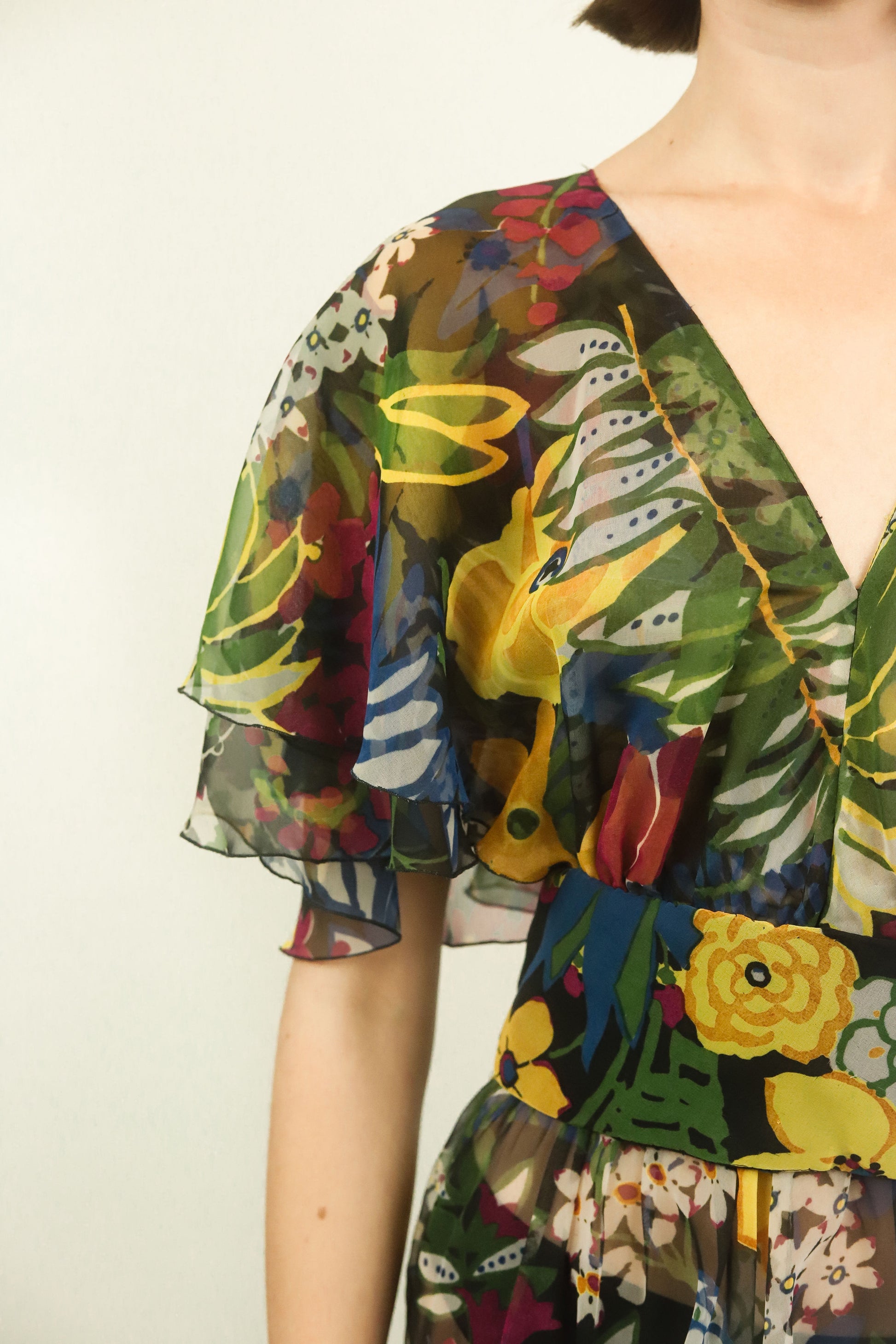 Giorgio's Silk Chiffon Floral Dress - The Kit Vintage