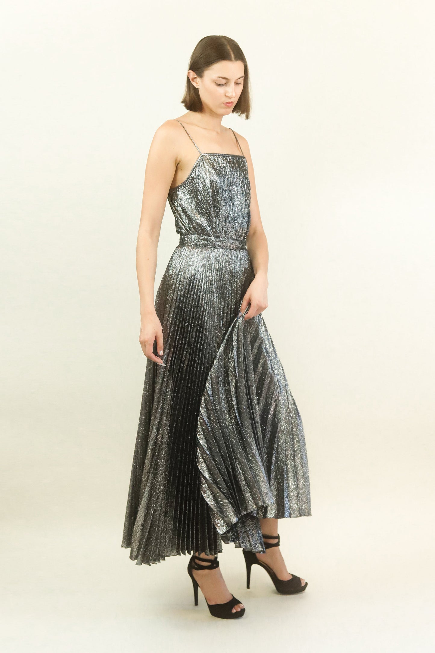 Adolfo Liquid Silver Skirt Set - The Kit Vintage